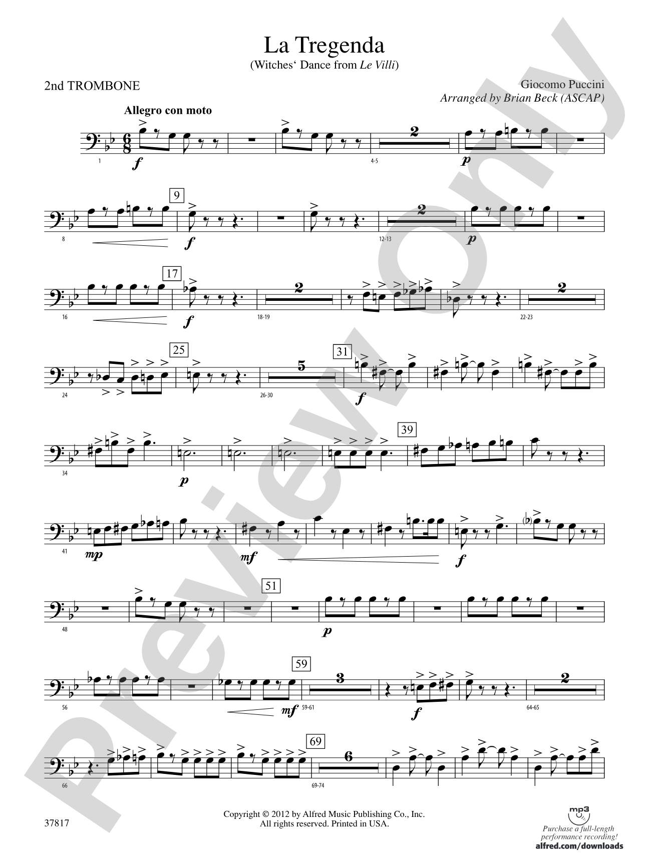 La Tregenda: 2nd Trombone