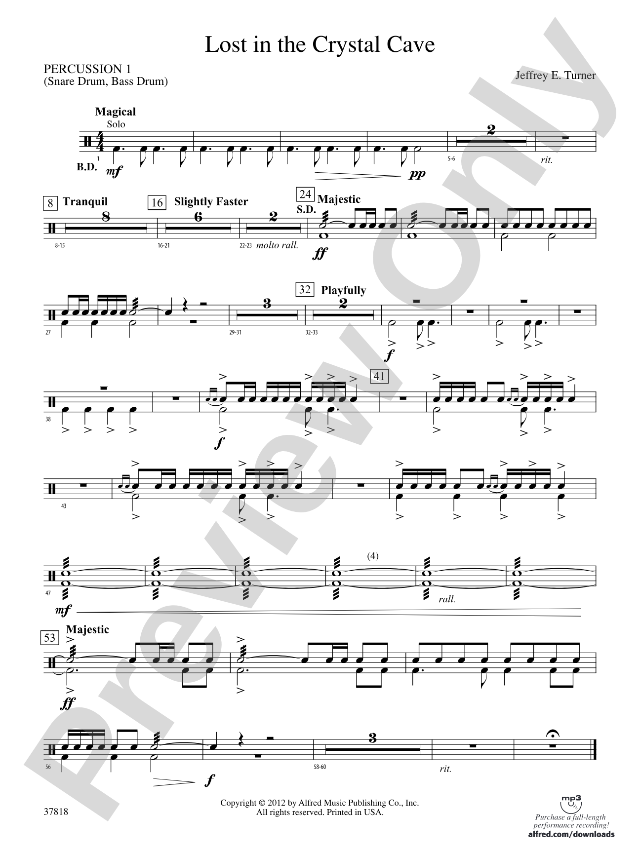 Lost in the Crystal Cave: 1st Percussion
