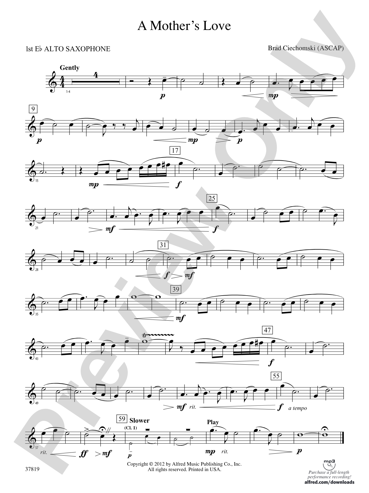 A Mother's Love: E-flat Alto Saxophone