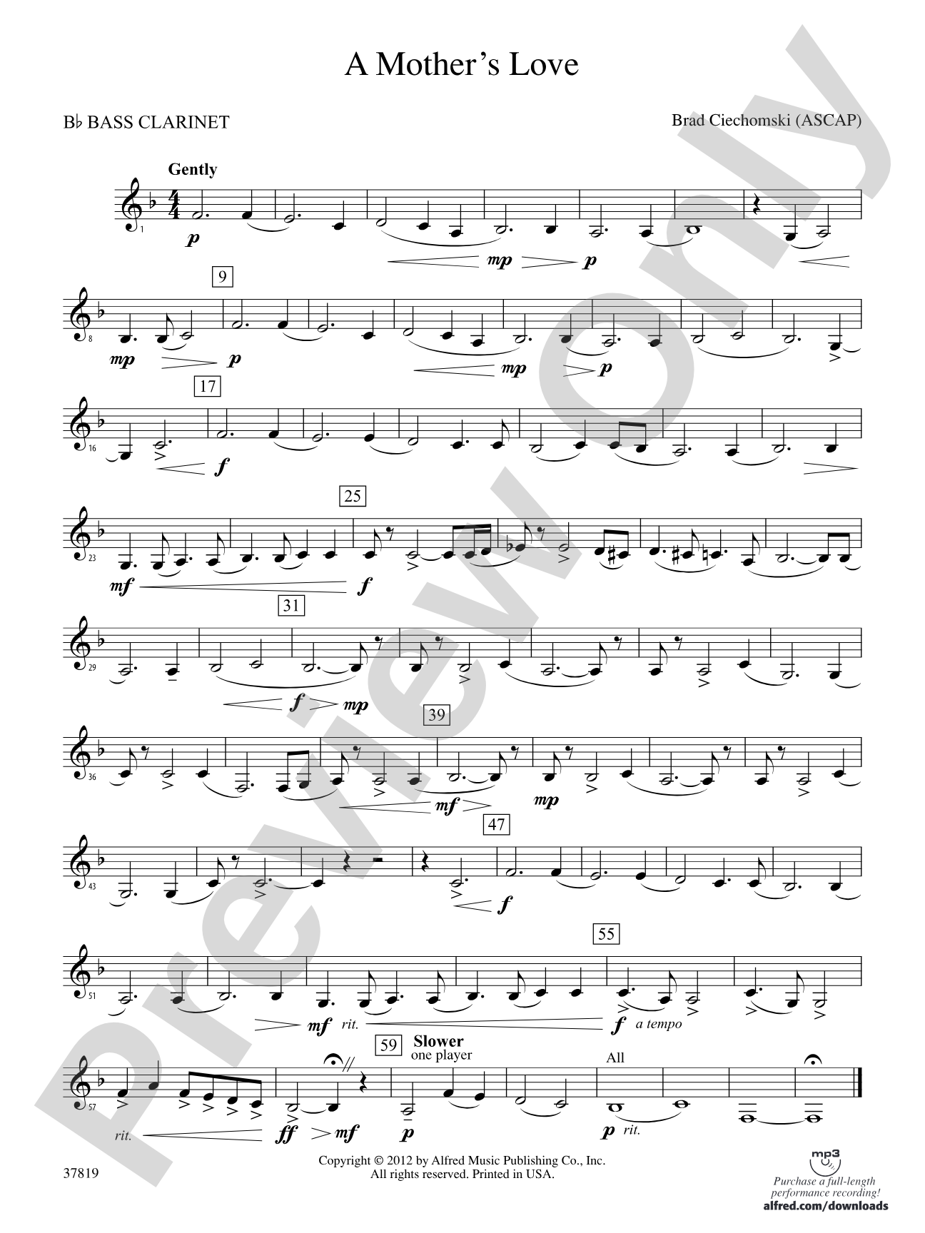 A Mother's Love: B-flat Bass Clarinet
