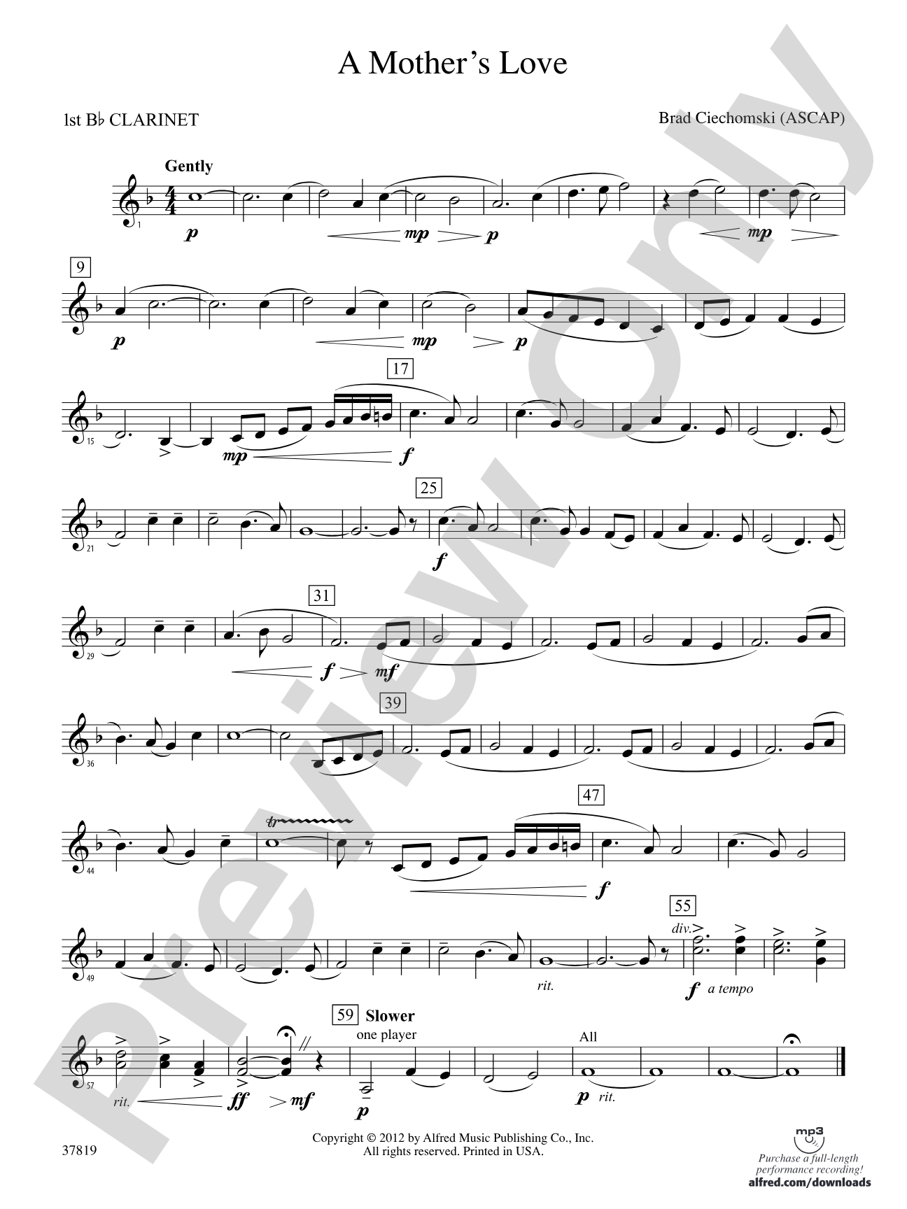 A Mother's Love: 1st B-flat Clarinet