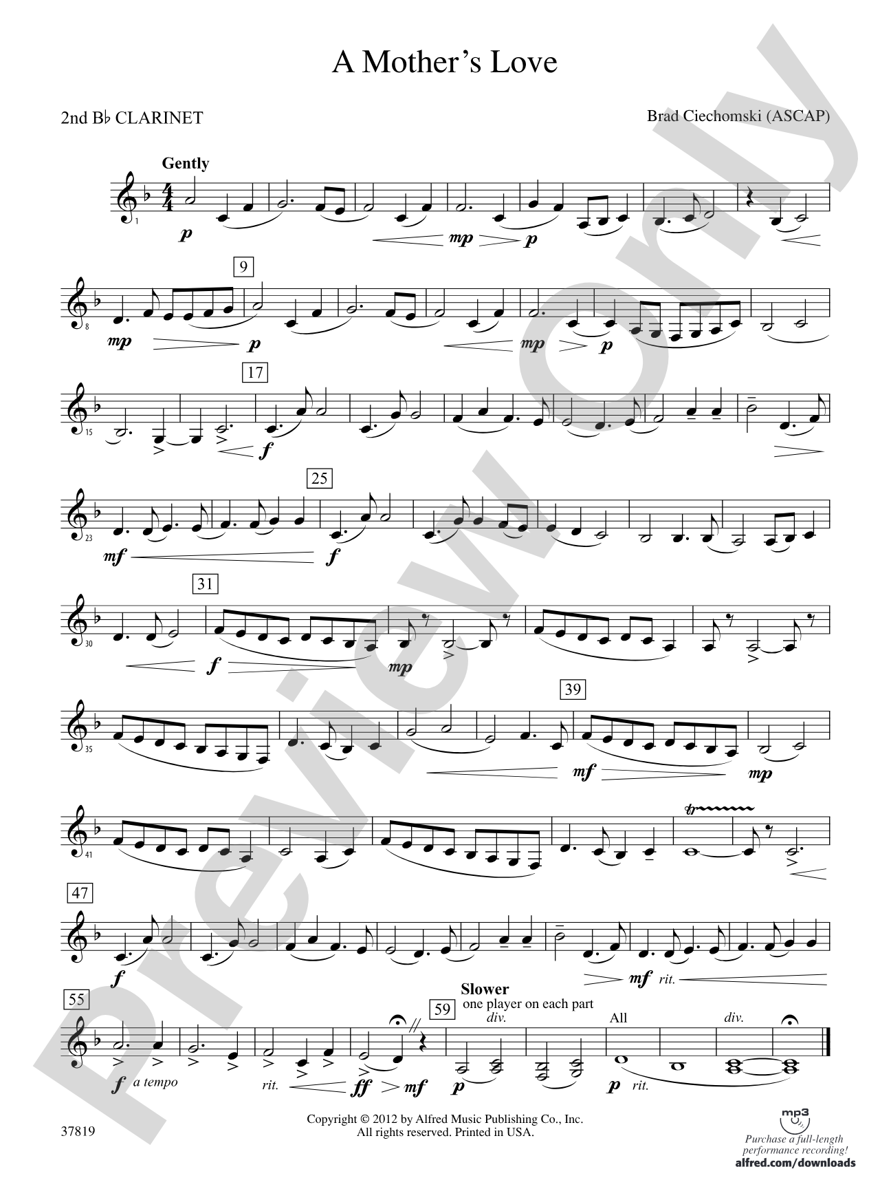 A Mother's Love: 2nd B-flat Clarinet