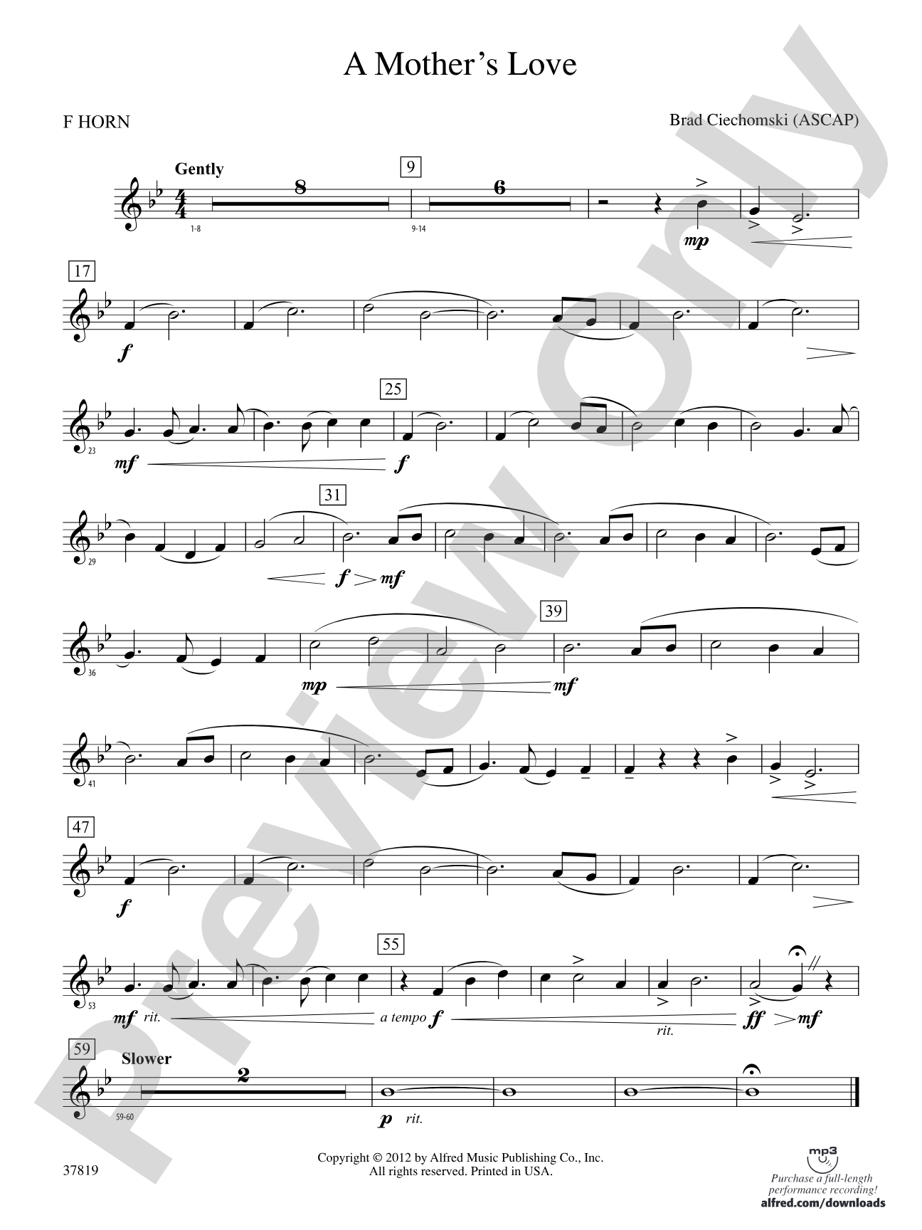 A Mother's Love: 1st F Horn