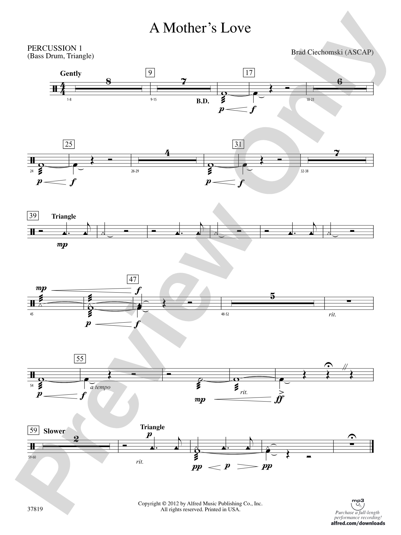 A Mother's Love: 1st Percussion