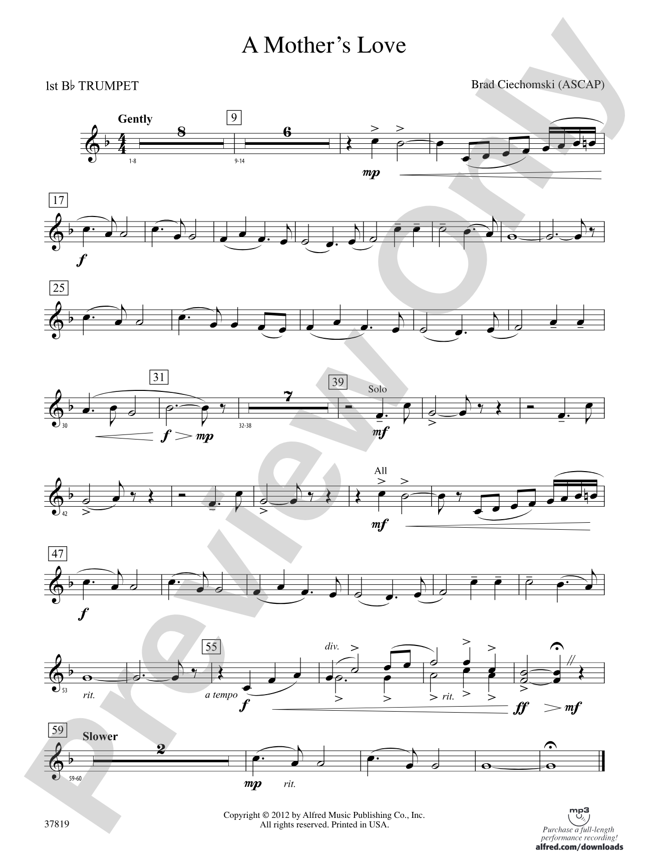 A Mother's Love: 1st B-flat Trumpet