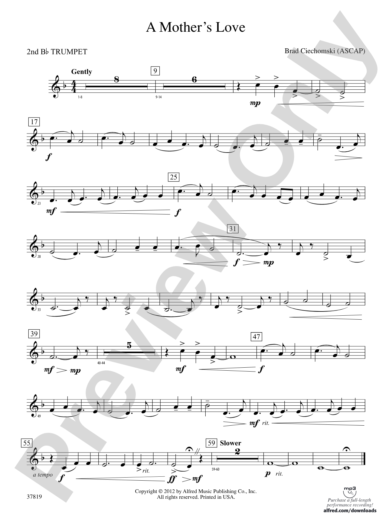 A Mother's Love: 2nd B-flat Trumpet