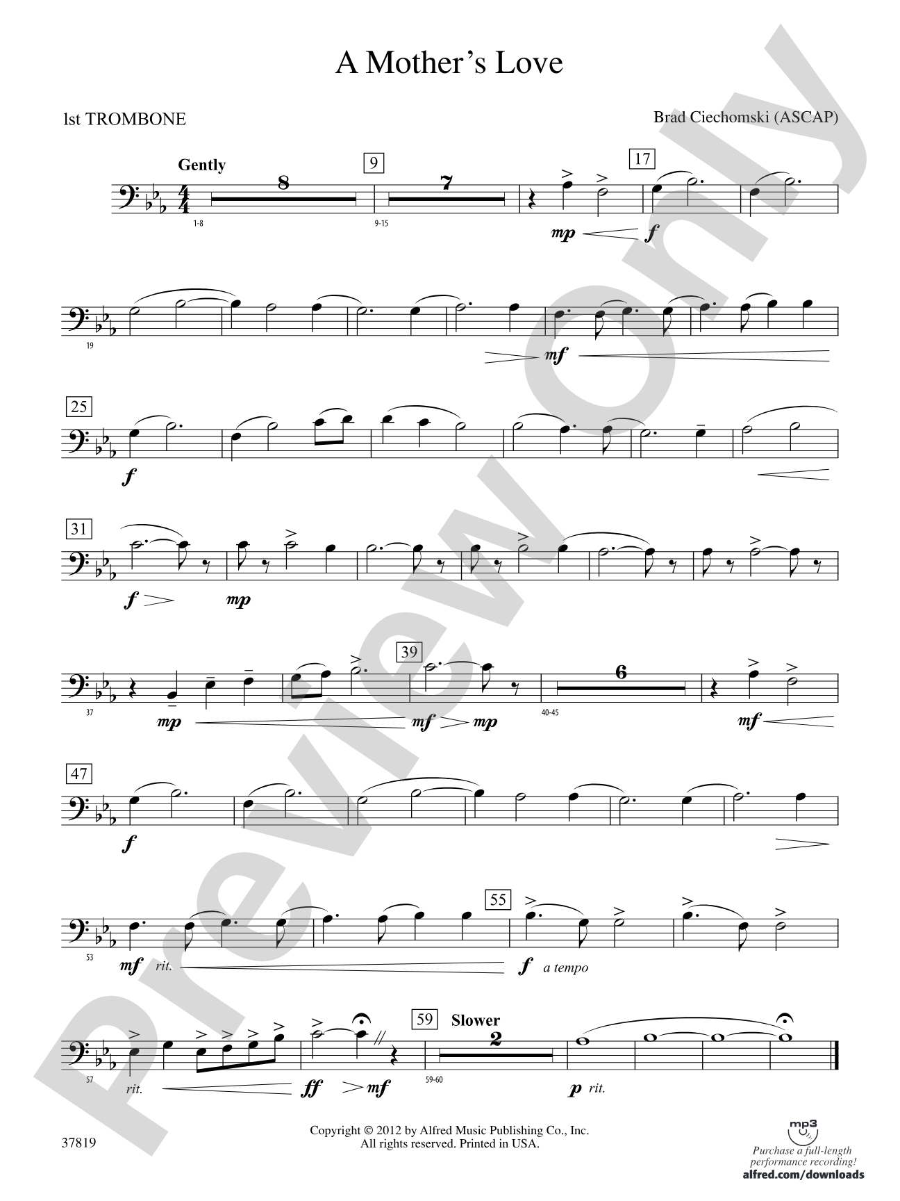 A Mother's Love: 1st Trombone