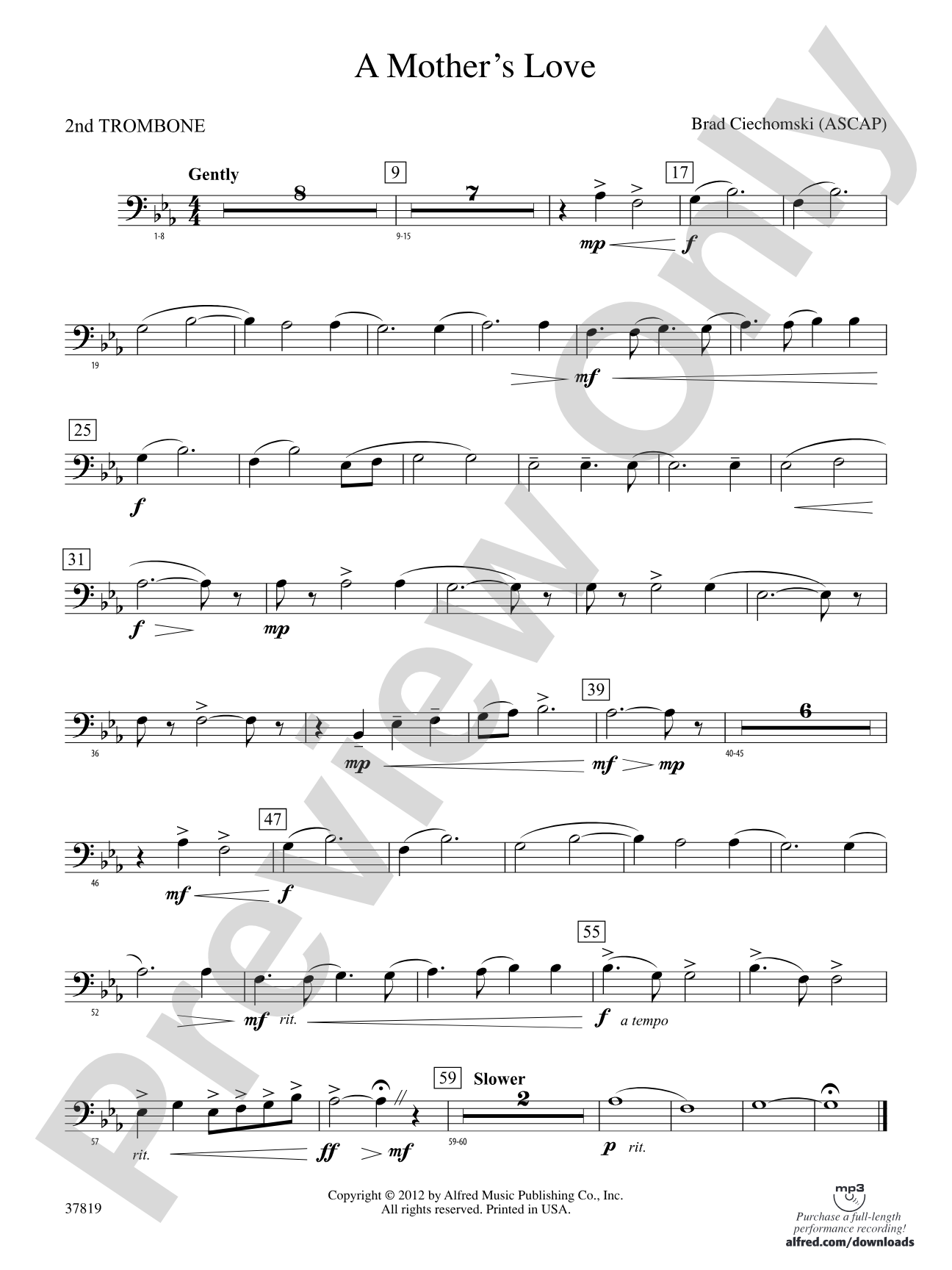 A Mother's Love: 2nd Trombone