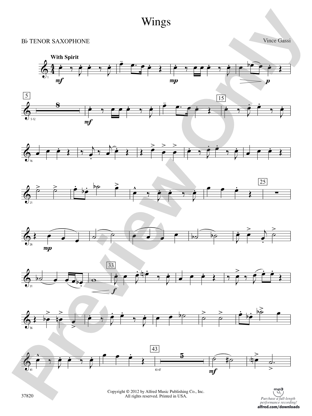 Wings: B-flat Tenor Saxophone