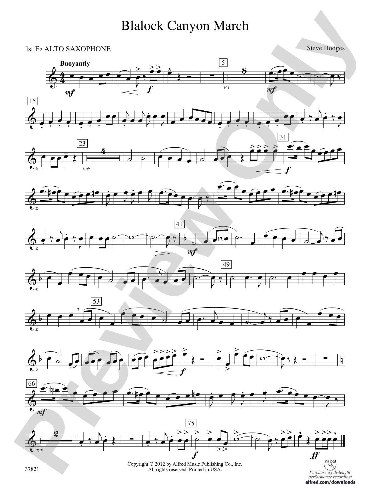 Blalock Canyon March: E-flat Alto Saxophone