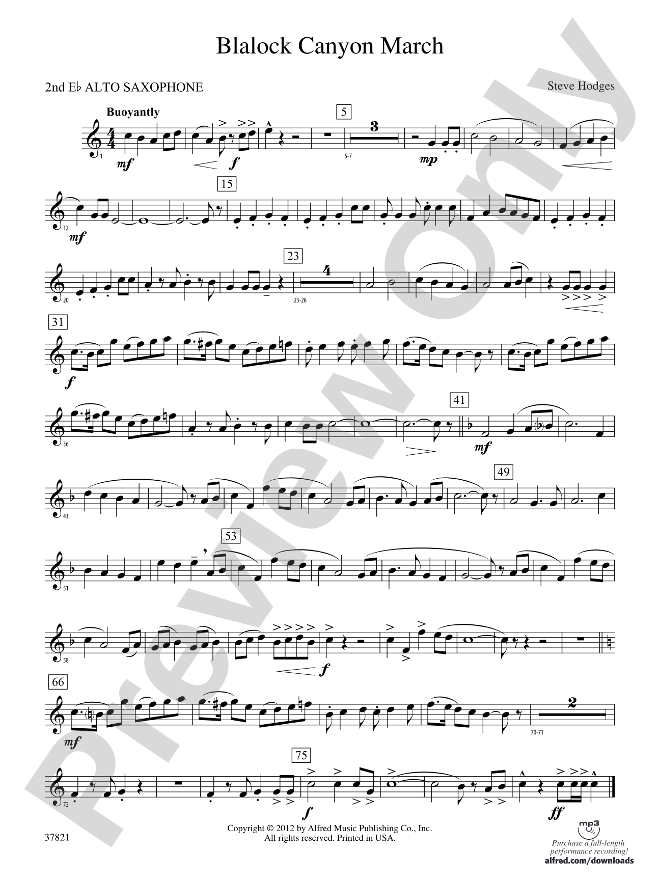 Blalock Canyon March: 2nd E-flat Alto Saxophone