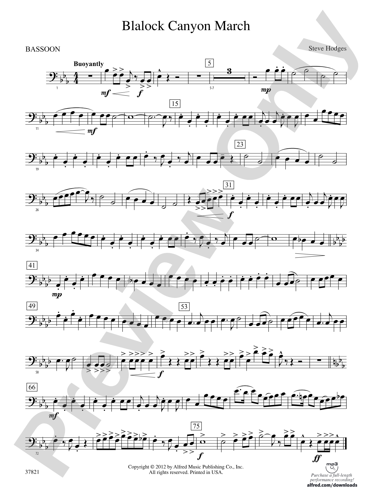Blalock Canyon March: Bassoon