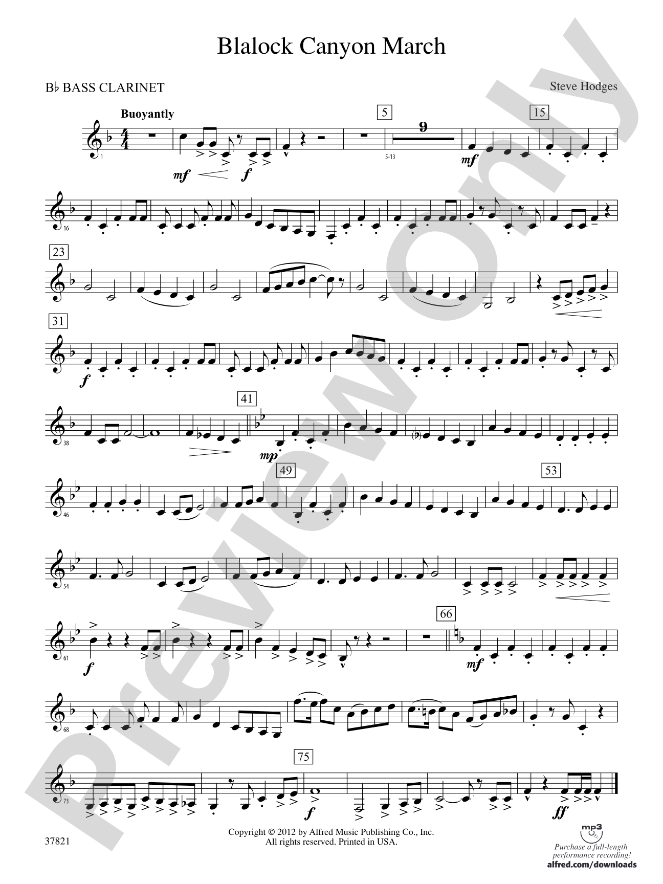 Blalock Canyon March: B-flat Bass Clarinet