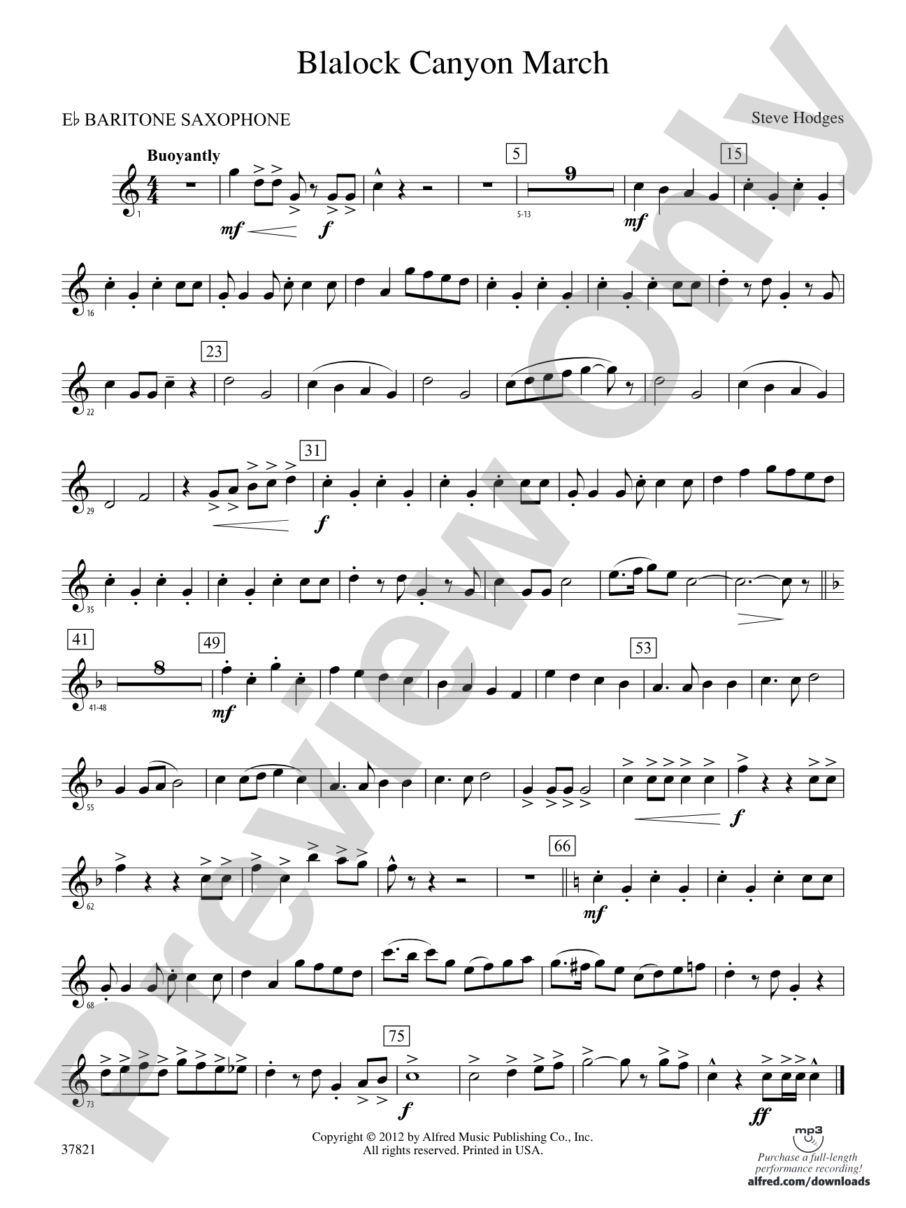 Blalock Canyon March: E-flat Baritone Saxophone