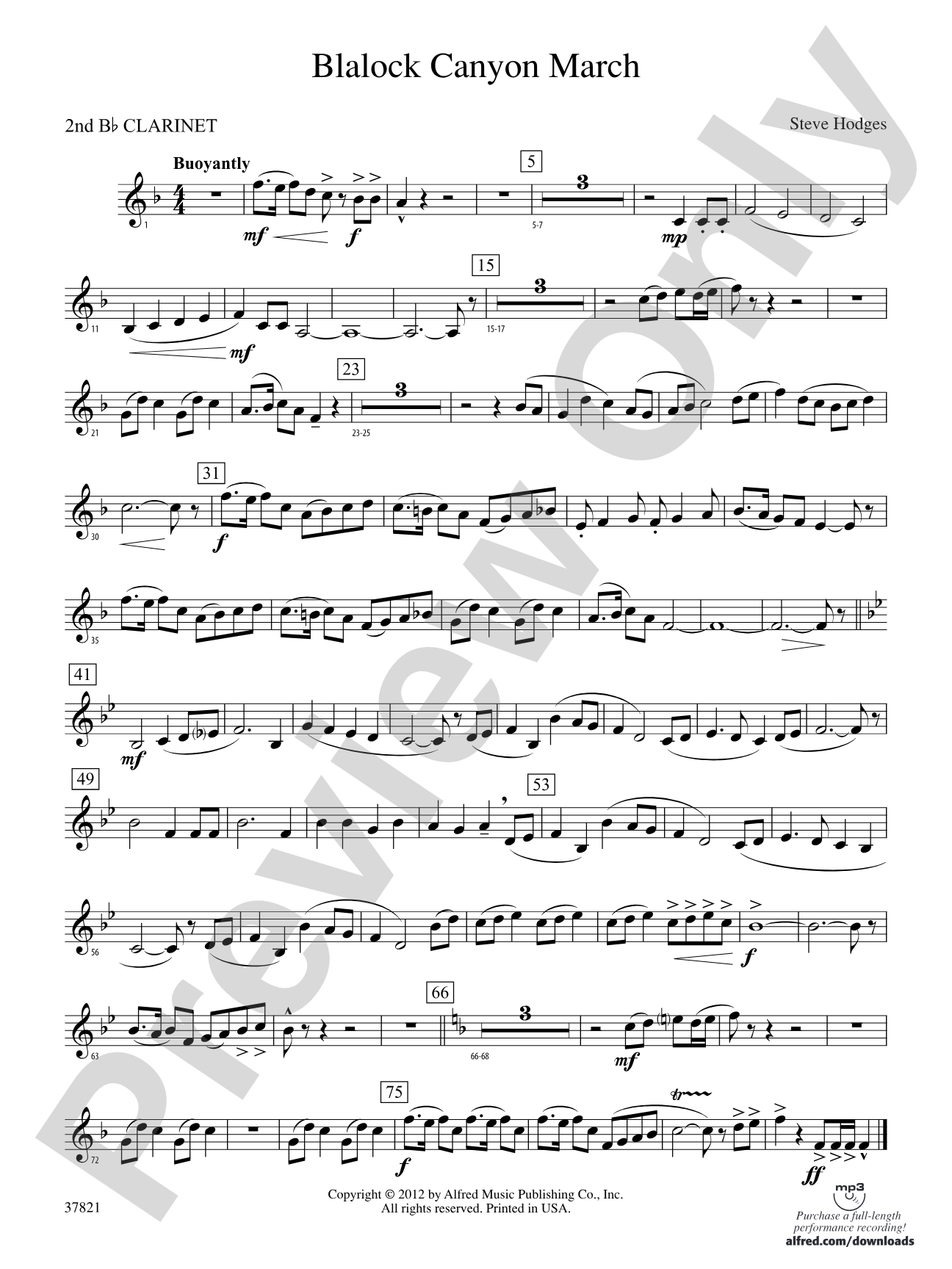 Blalock Canyon March: 2nd B-flat Clarinet