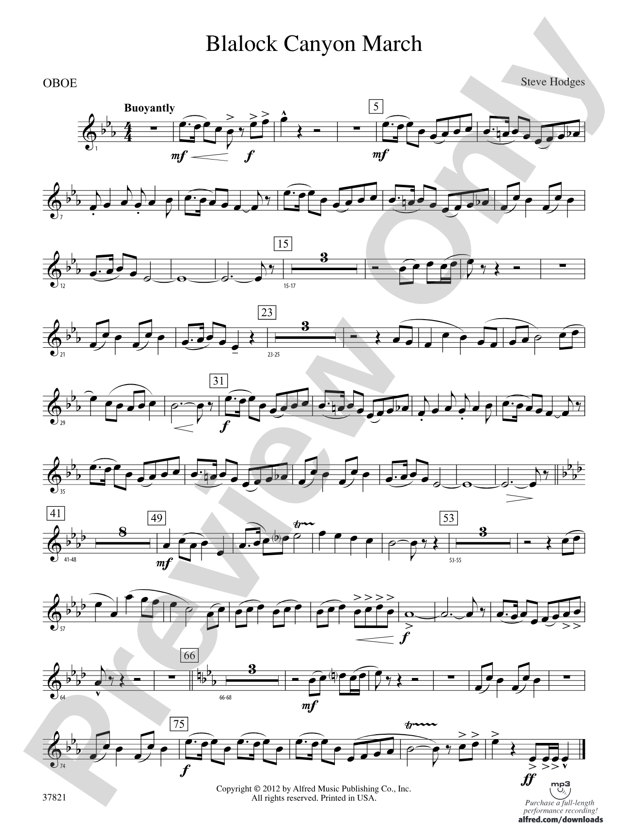 Blalock Canyon March: Oboe