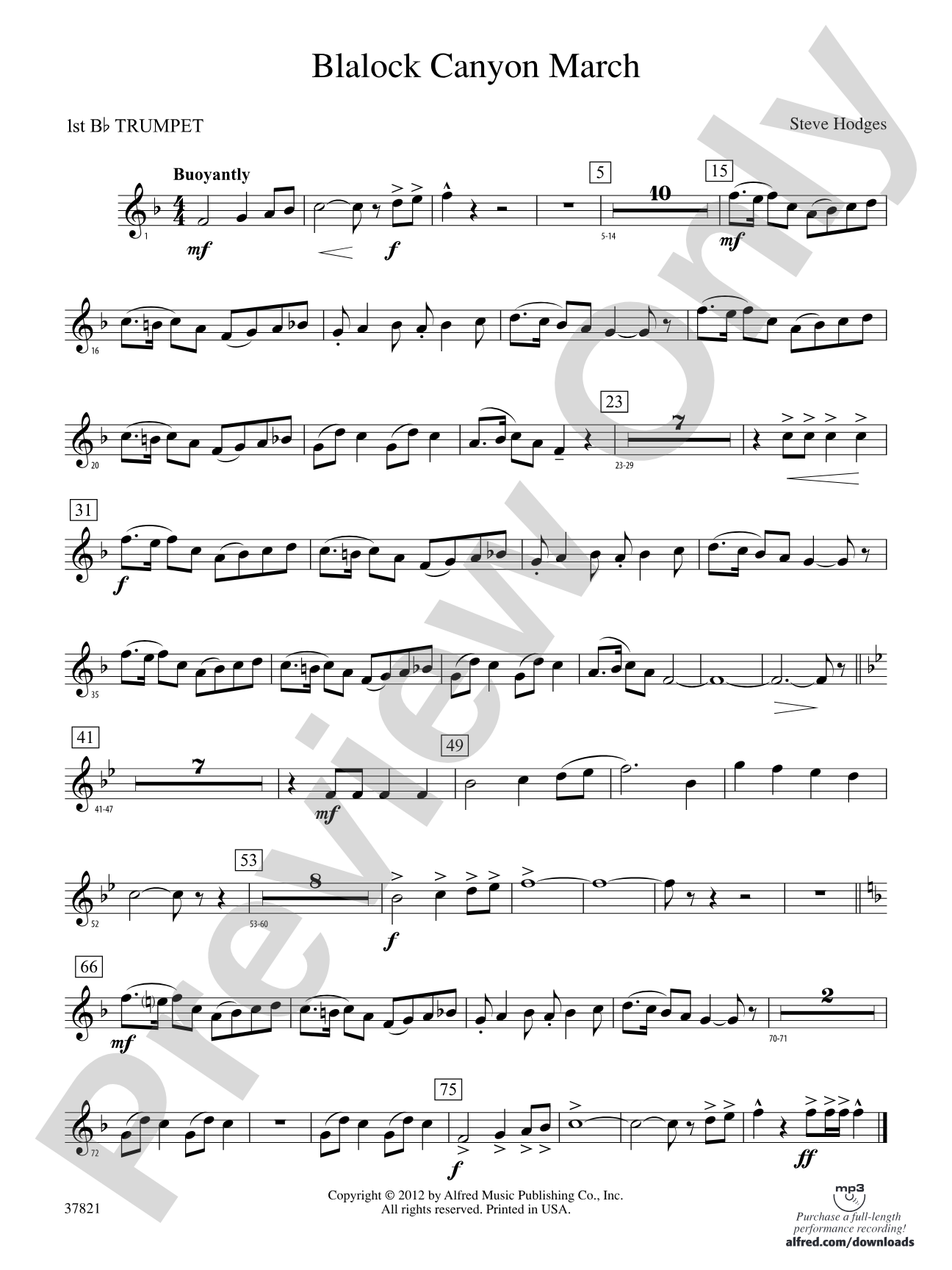 Blalock Canyon March: 1st B-flat Trumpet