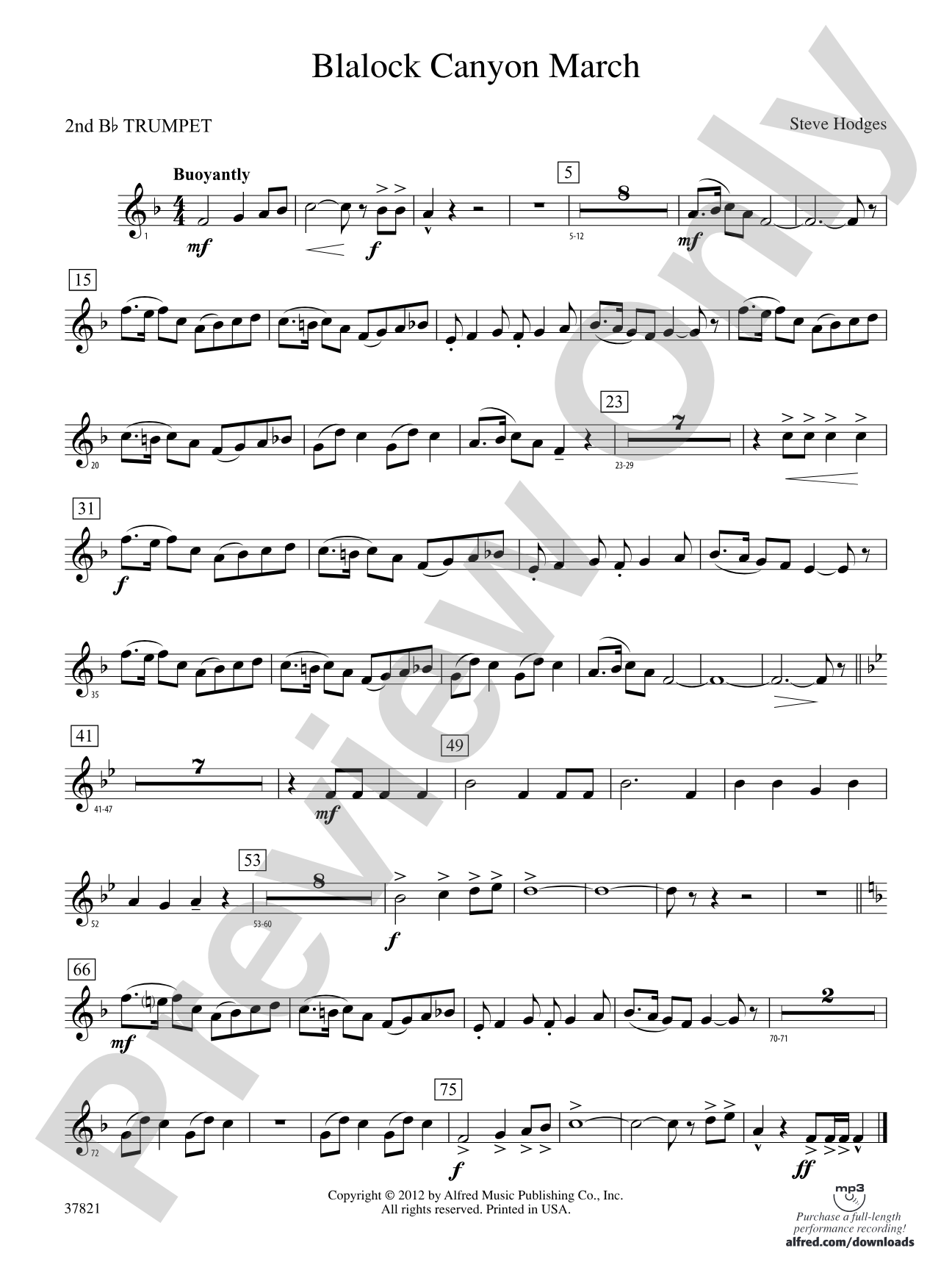 Blalock Canyon March: 2nd B-flat Trumpet