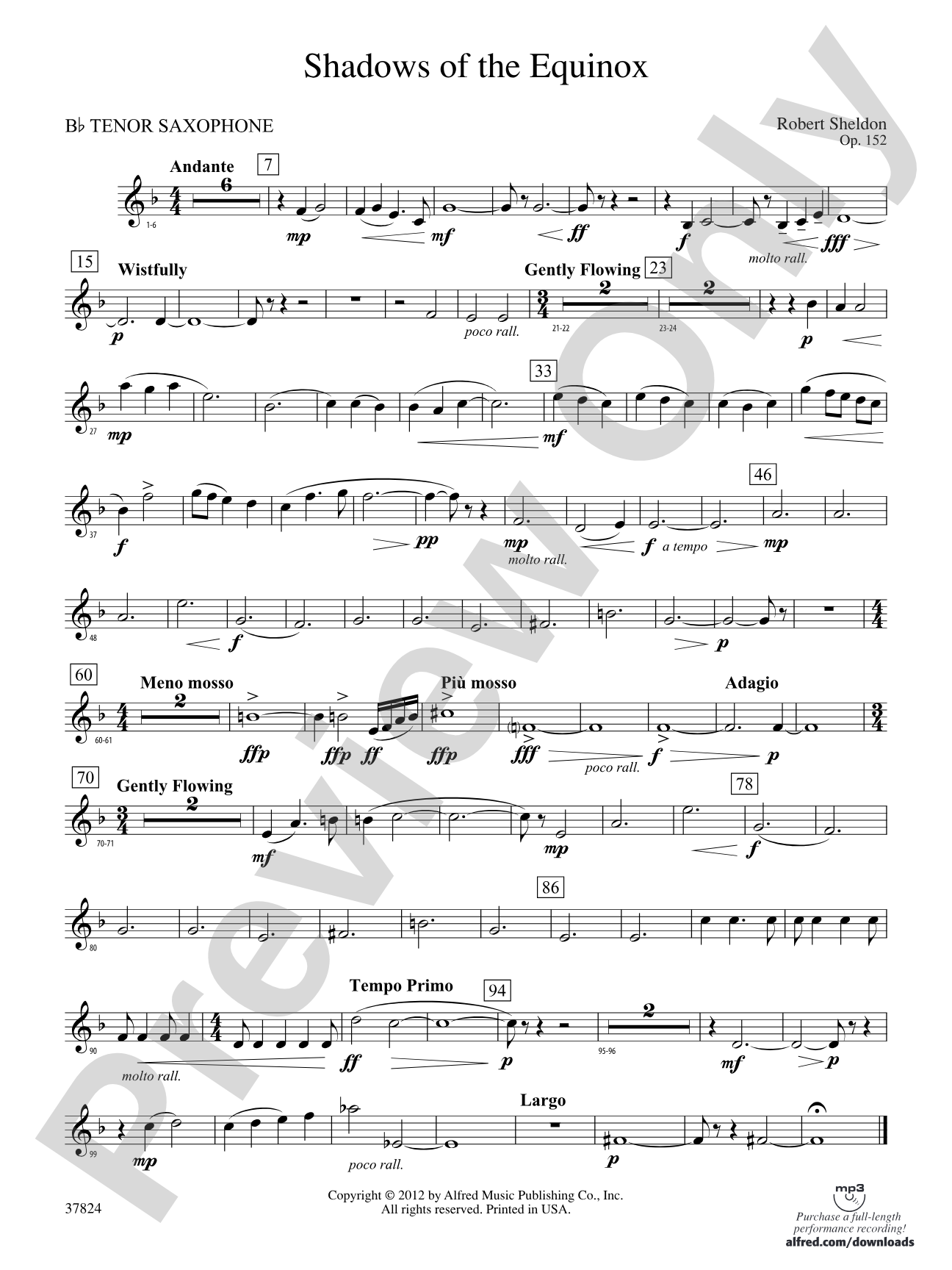 Shadows of the Equinox: B-flat Tenor Saxophone
