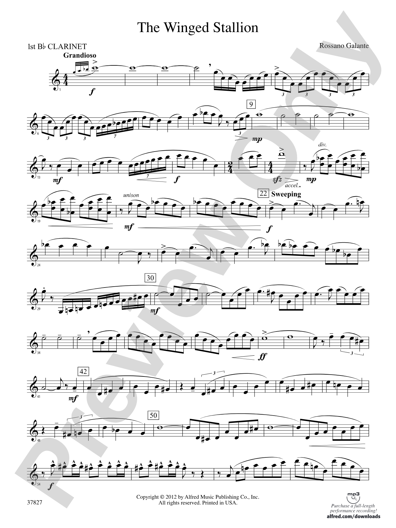 The Winged Stallion: 1st B-flat Clarinet
