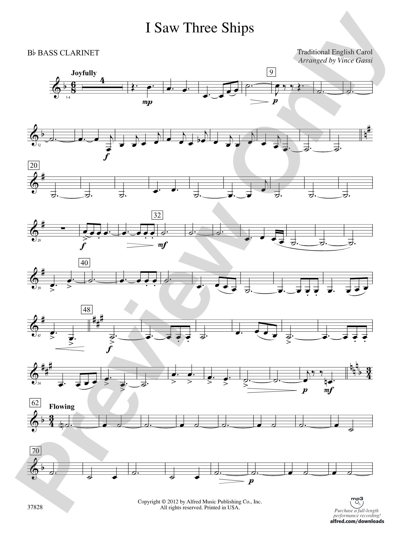 I Saw Three Ships: B-flat Bass Clarinet
