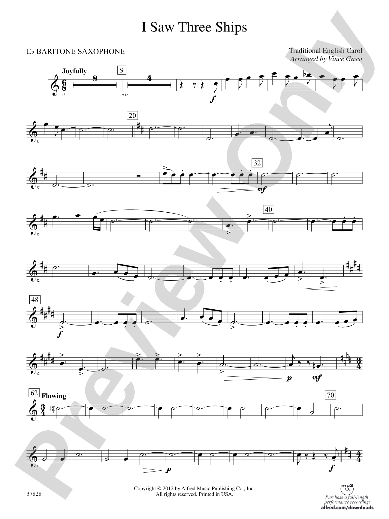 I Saw Three Ships: E-flat Baritone Saxophone
