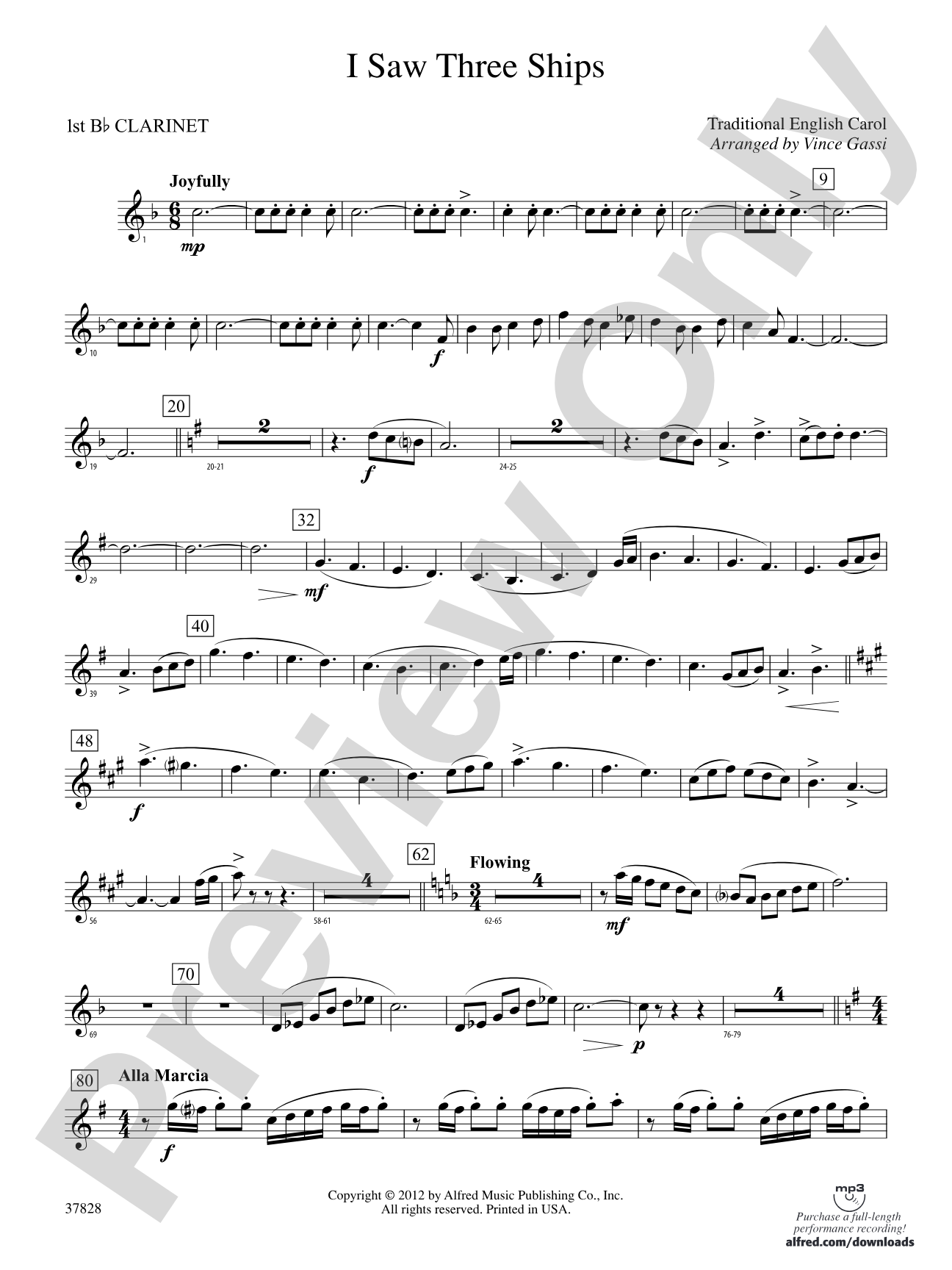 I Saw Three Ships: 1st B-flat Clarinet