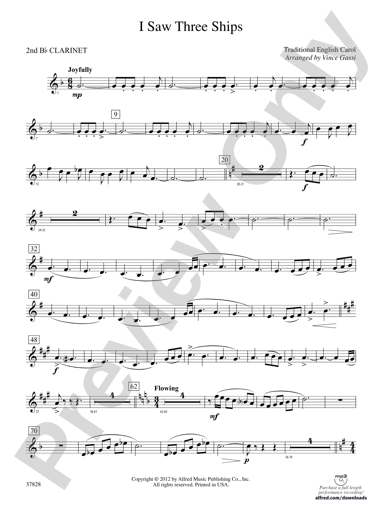 I Saw Three Ships: 2nd B-flat Clarinet