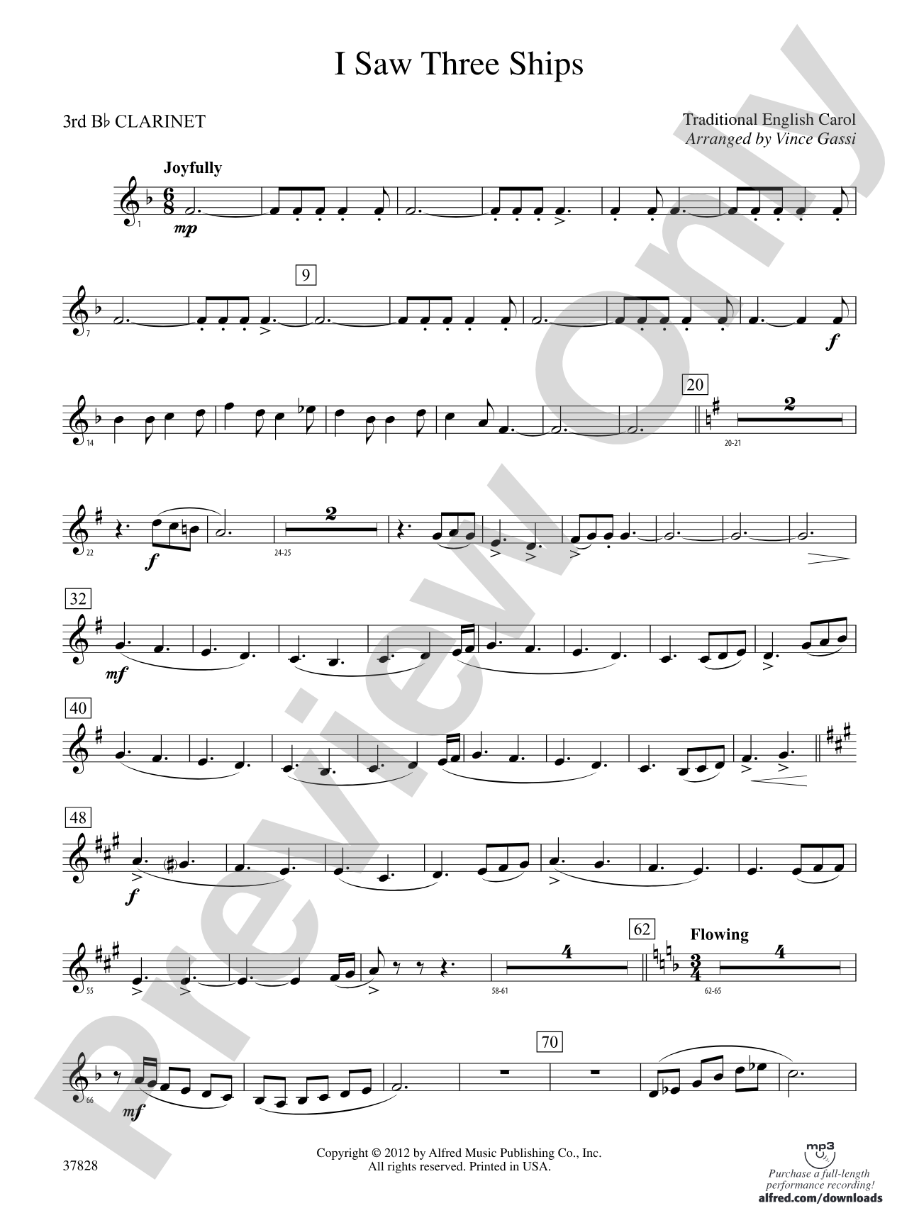 I Saw Three Ships: 3rd B-flat Clarinet