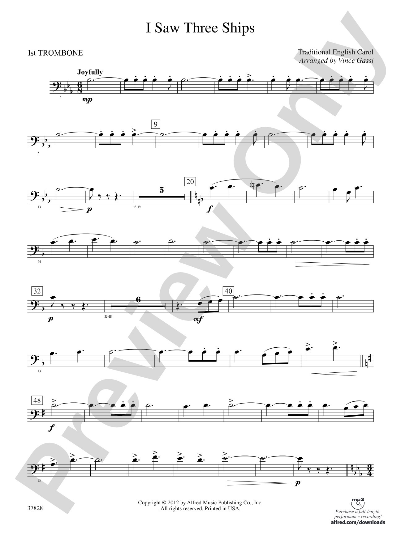 I Saw Three Ships: 1st Trombone