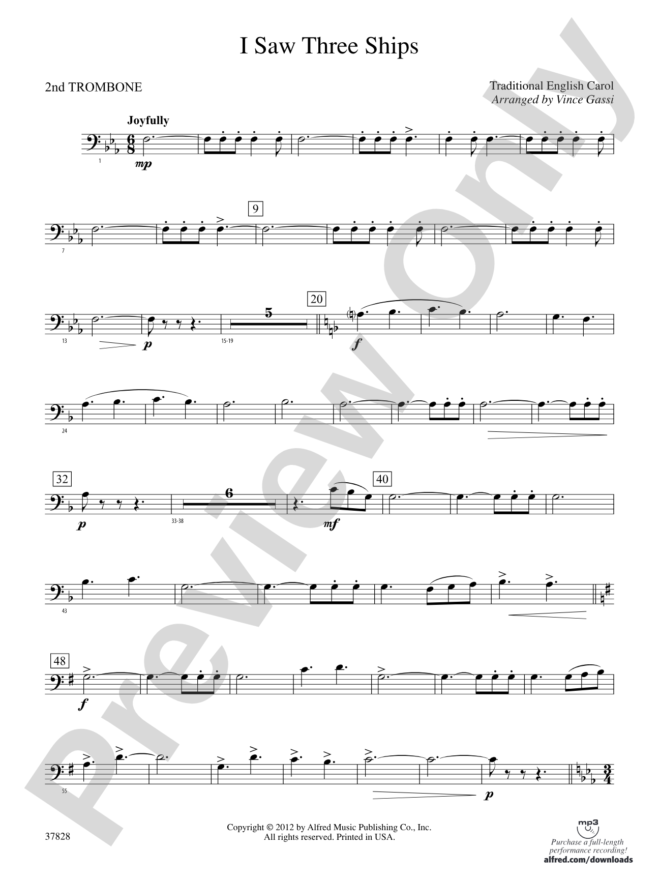 I Saw Three Ships: 2nd Trombone