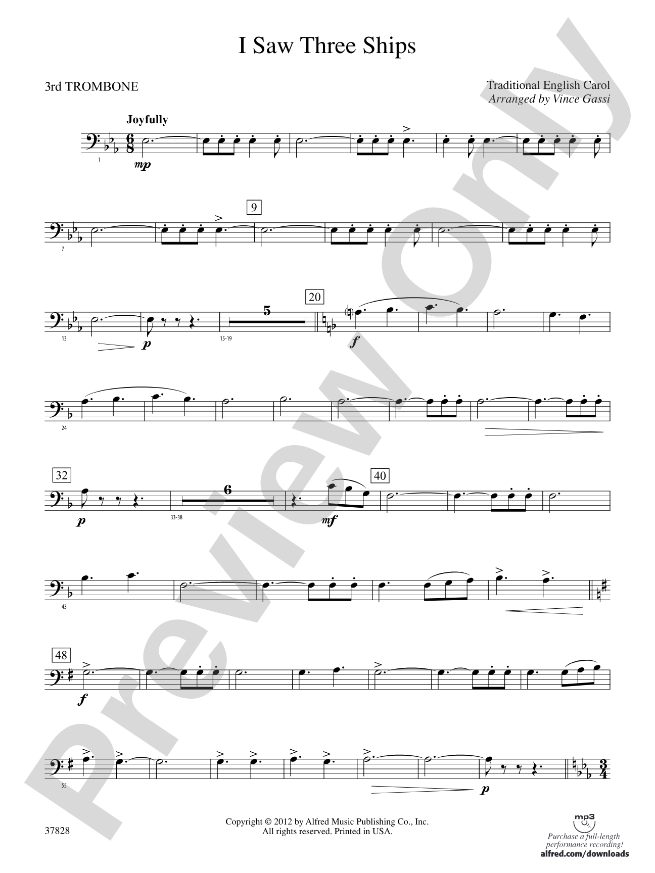 I Saw Three Ships: 3rd Trombone