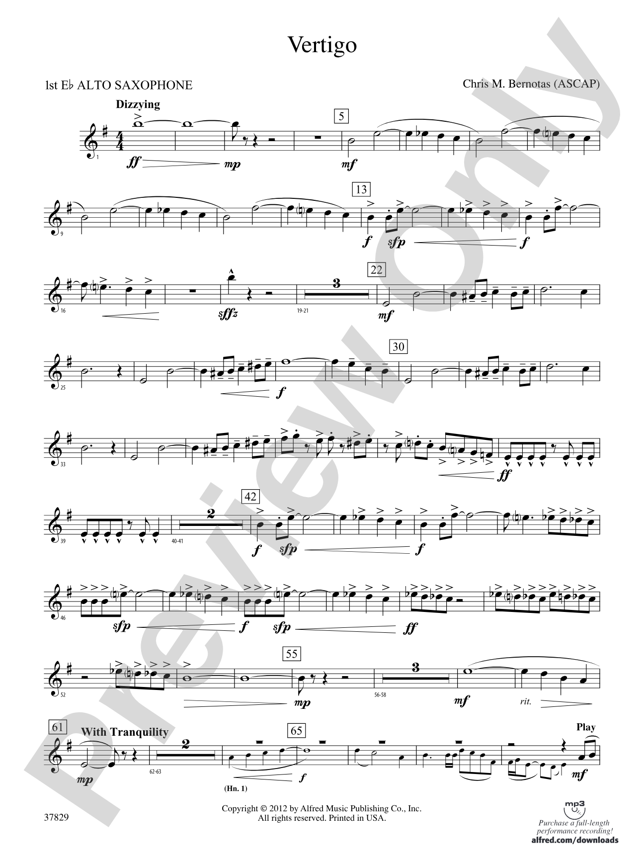Vertigo: E-flat Alto Saxophone