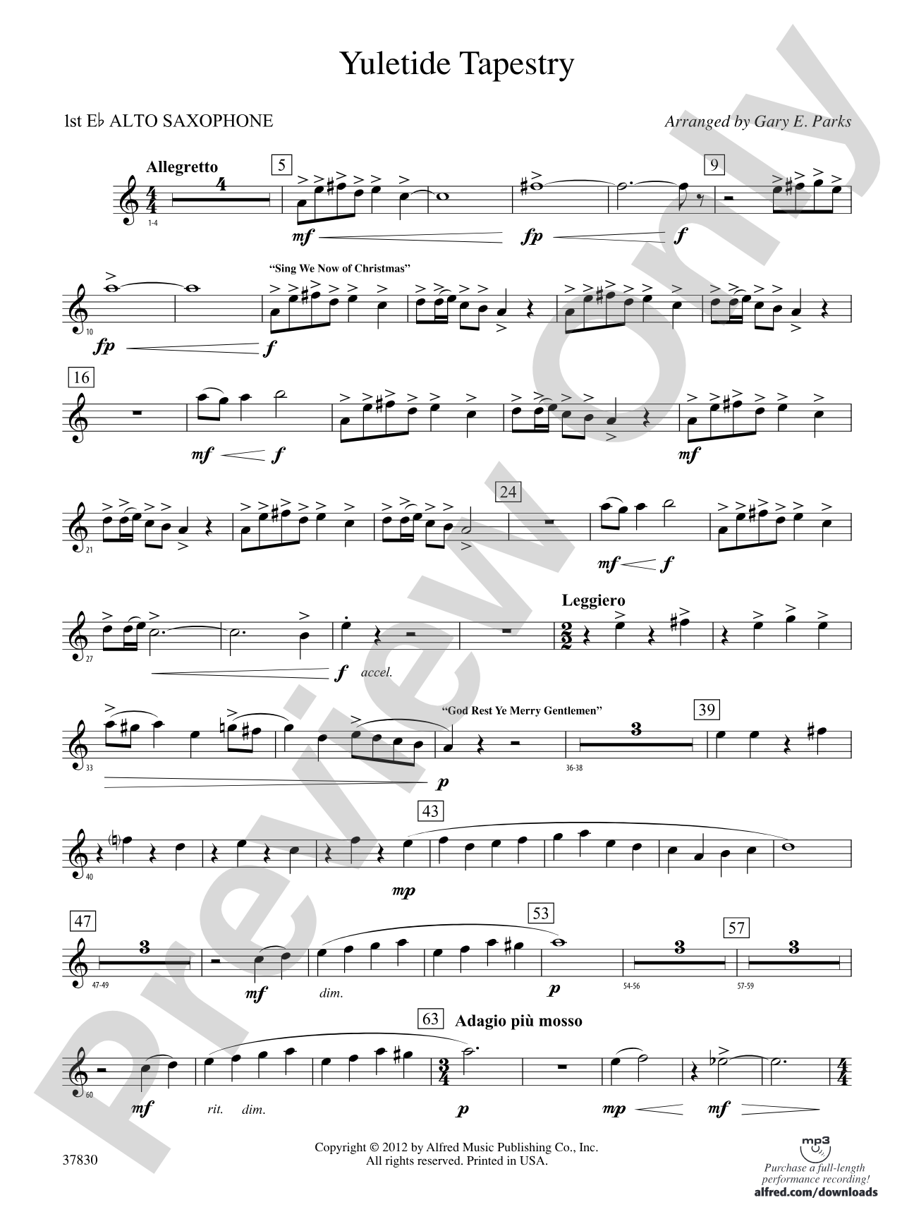 Yuletide Tapestry: E-flat Alto Saxophone