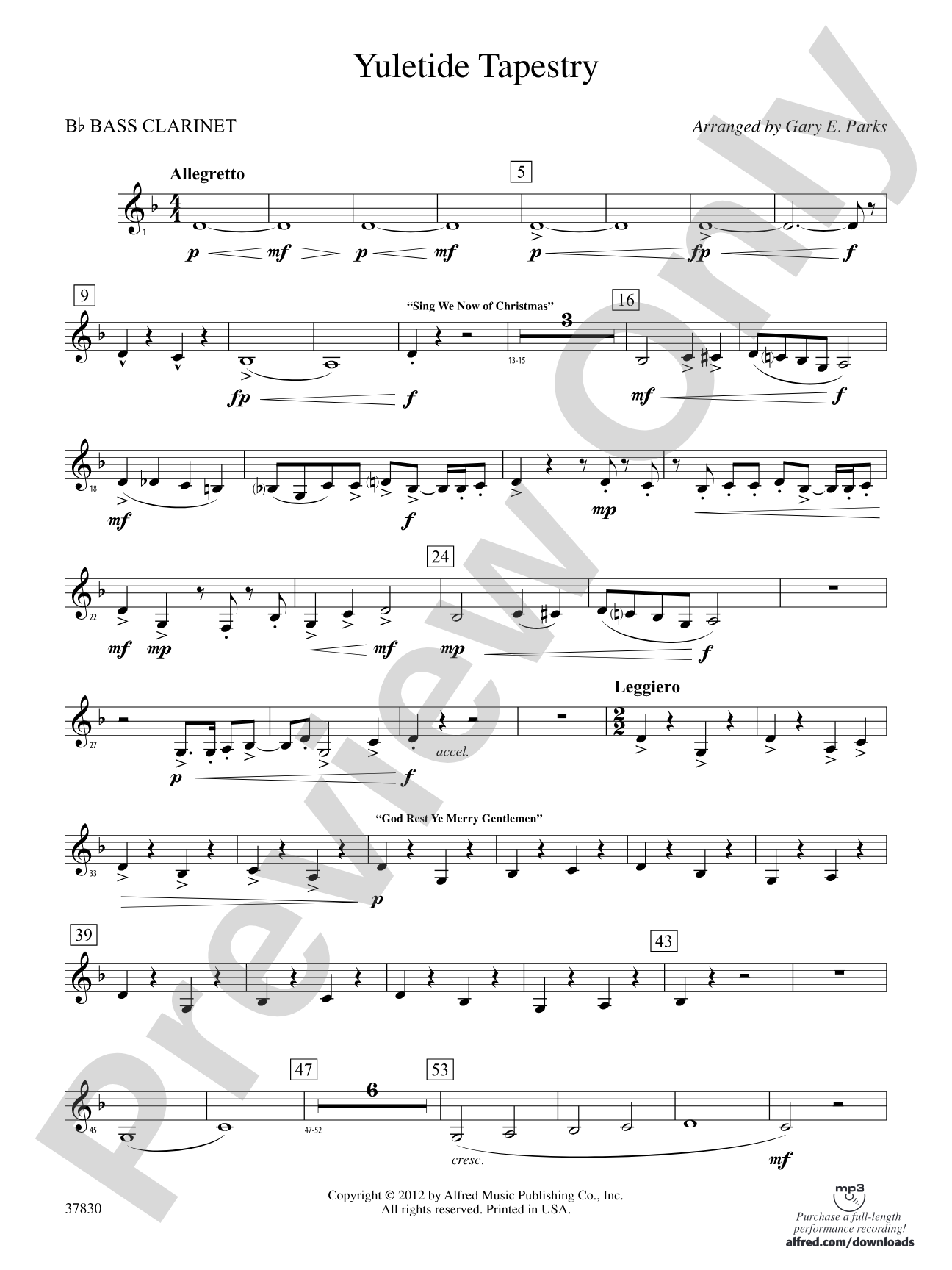 Yuletide Tapestry: B-flat Bass Clarinet