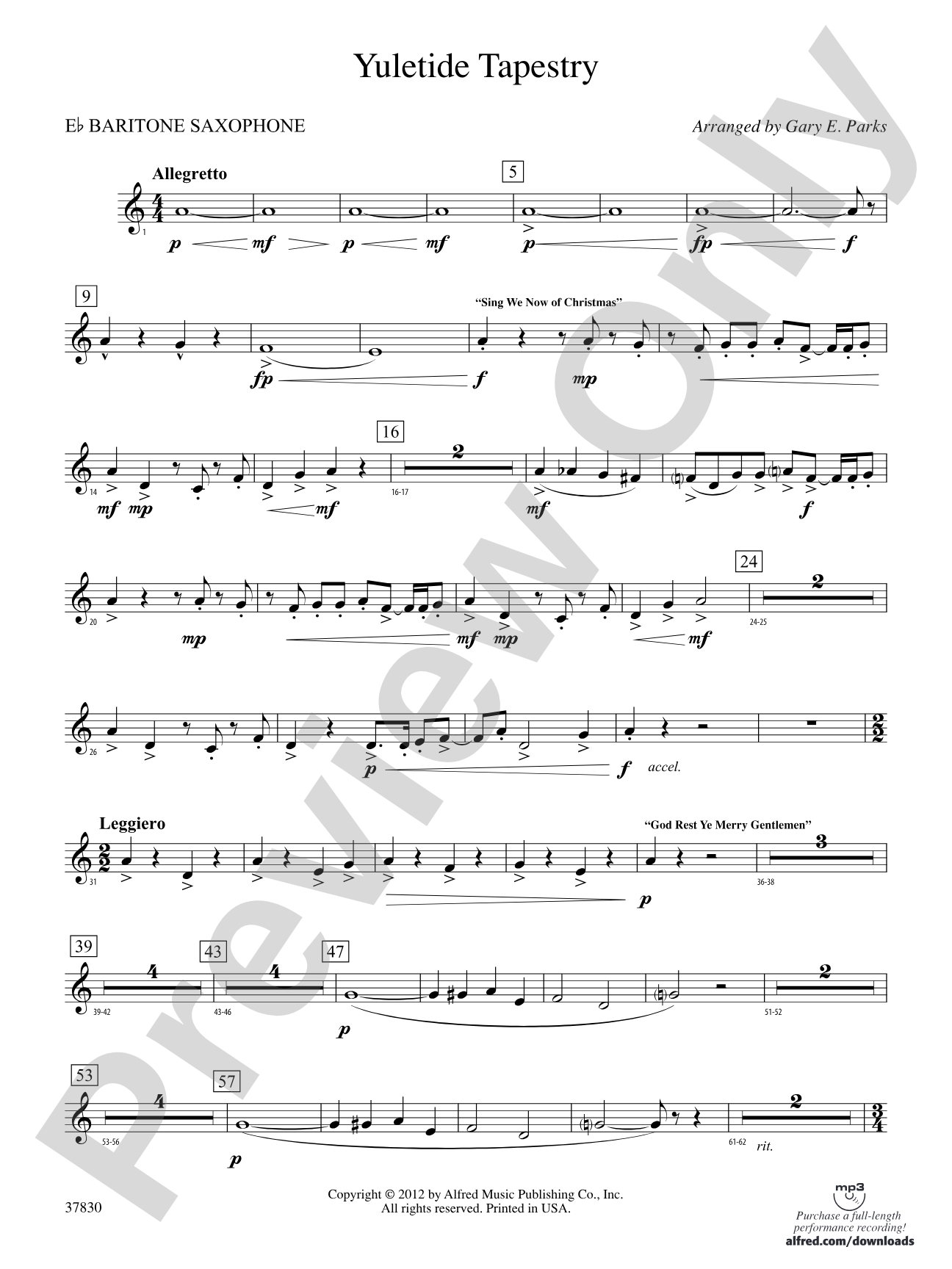 Yuletide Tapestry: E-flat Baritone Saxophone