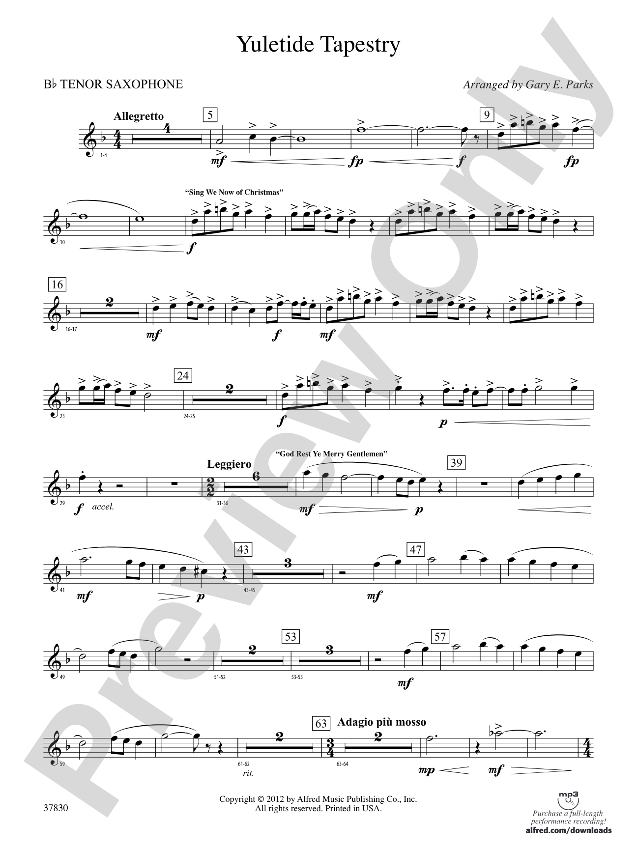 Yuletide Tapestry: B-flat Tenor Saxophone