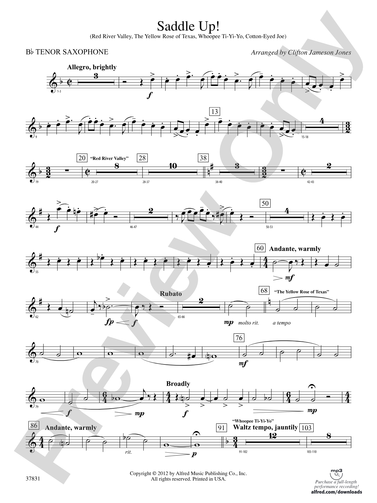 Saddle Up!: B-flat Tenor Saxophone