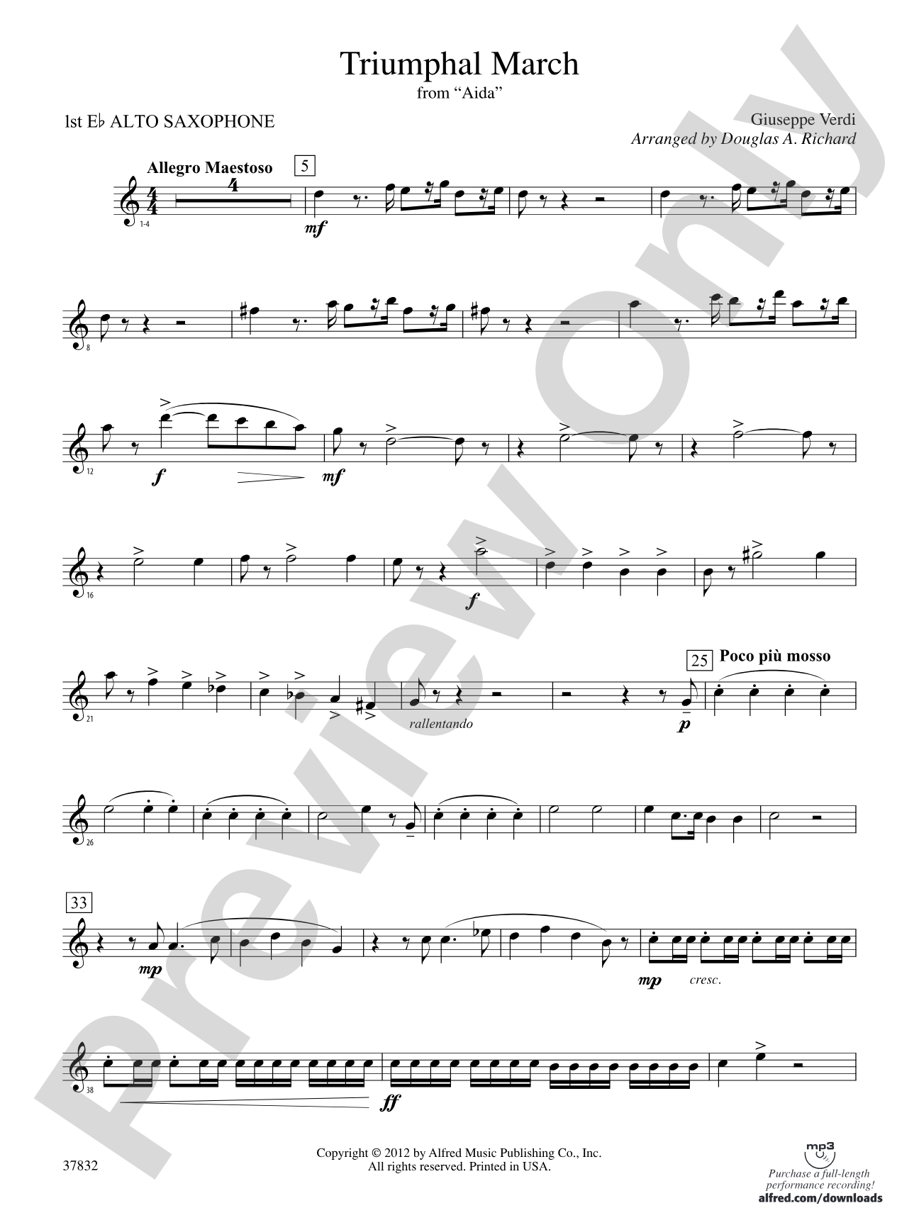 Triumphal March (from Aida): E-flat Alto Saxophone