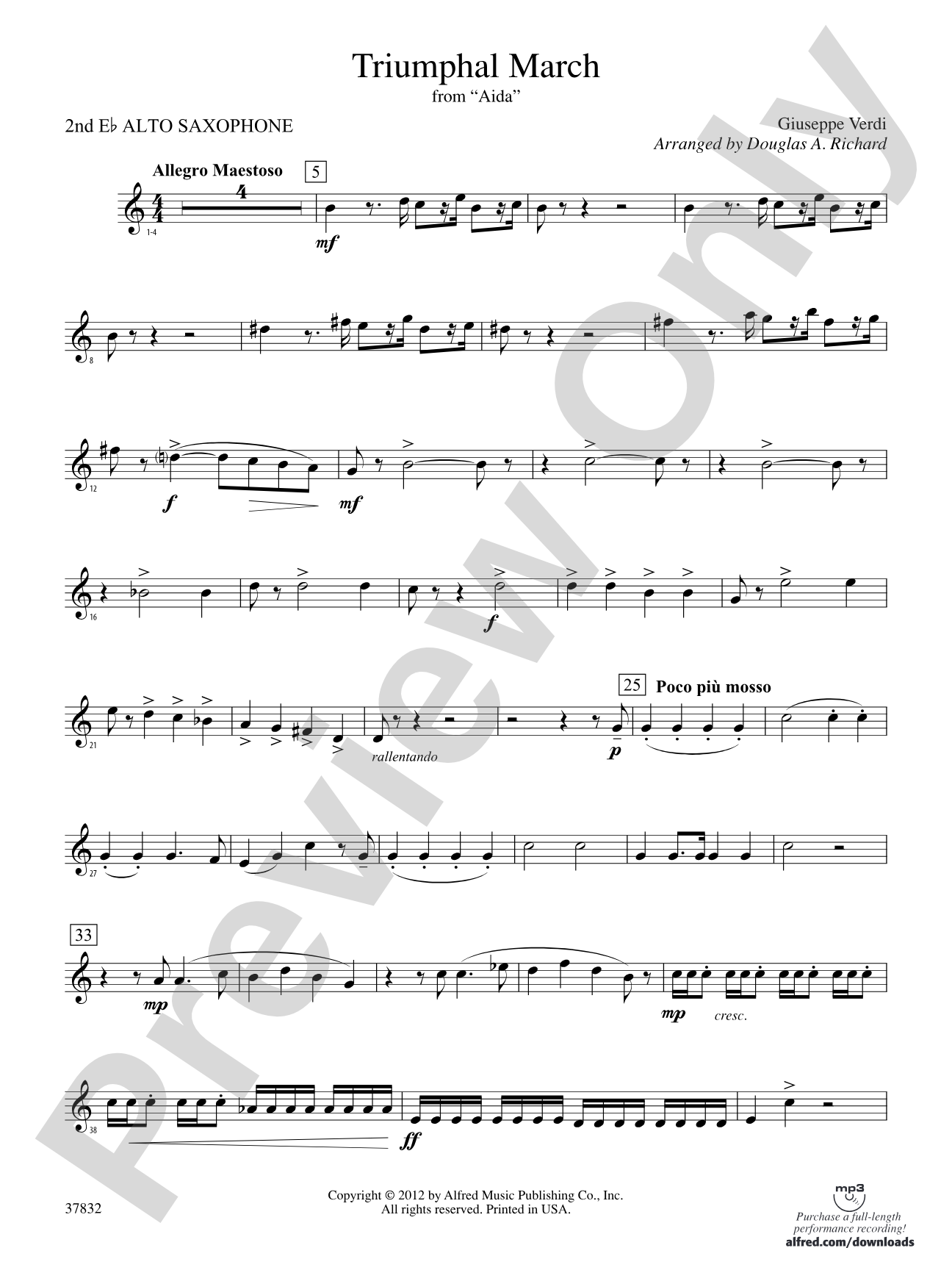 Triumphal March (from Aida): 2nd E-flat Alto Saxophone