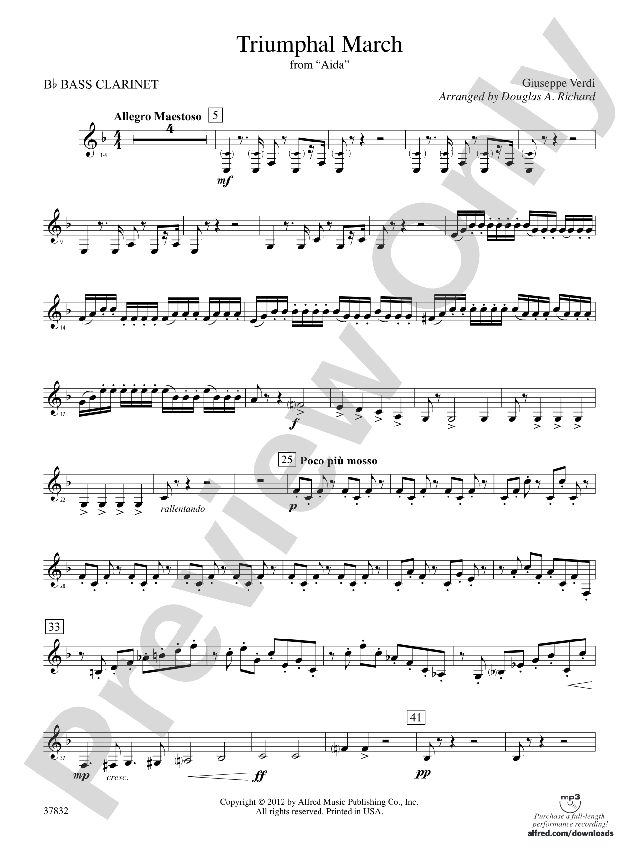 Triumphal March (from Aida): B-flat Bass Clarinet