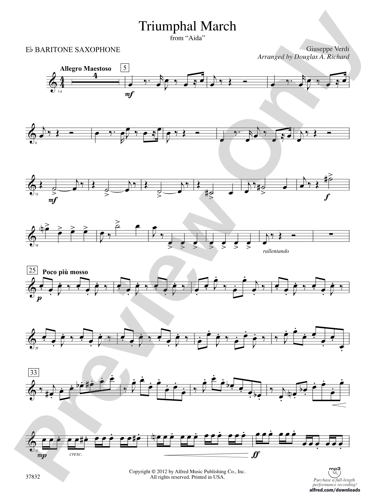 Triumphal March (from Aida): E-flat Baritone Saxophone