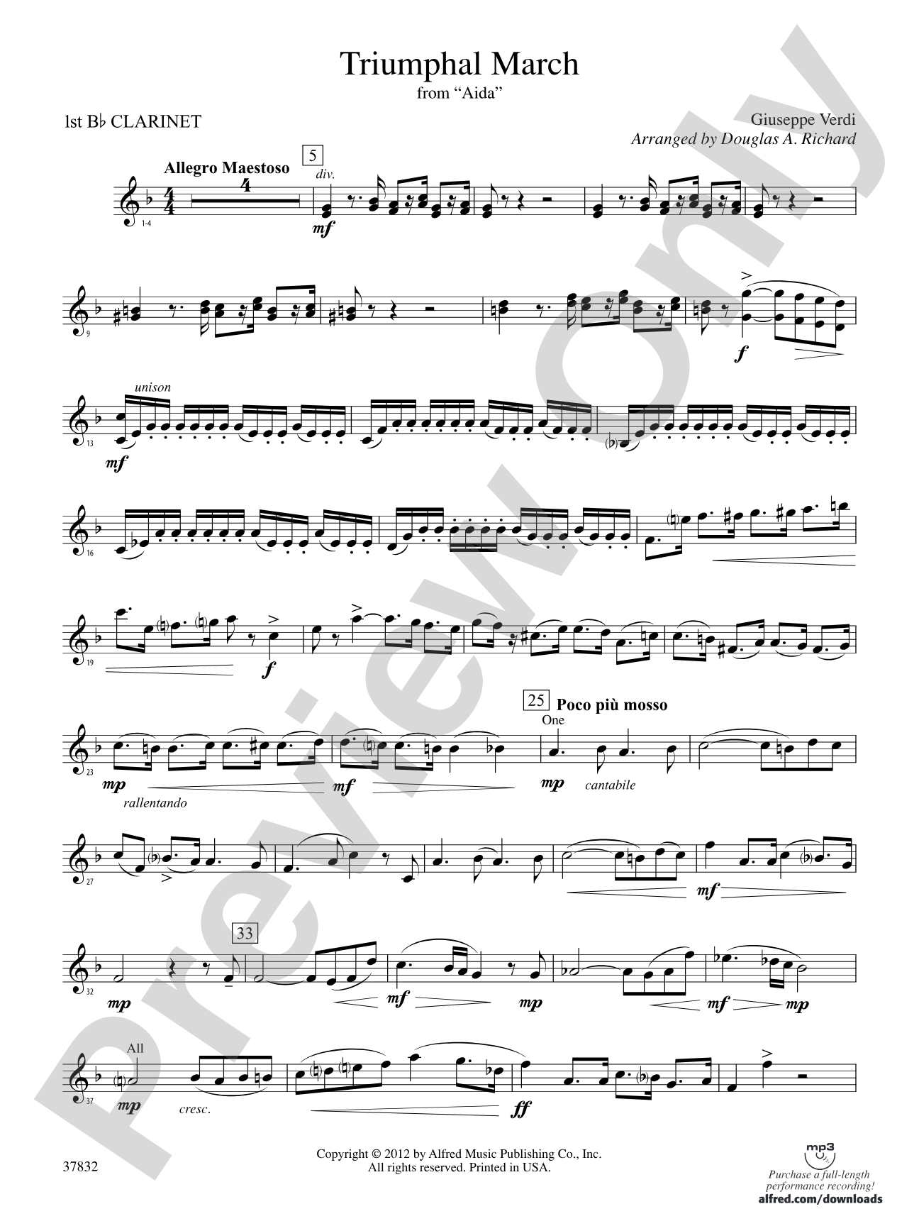 Triumphal March (from Aida): 1st B-flat Clarinet