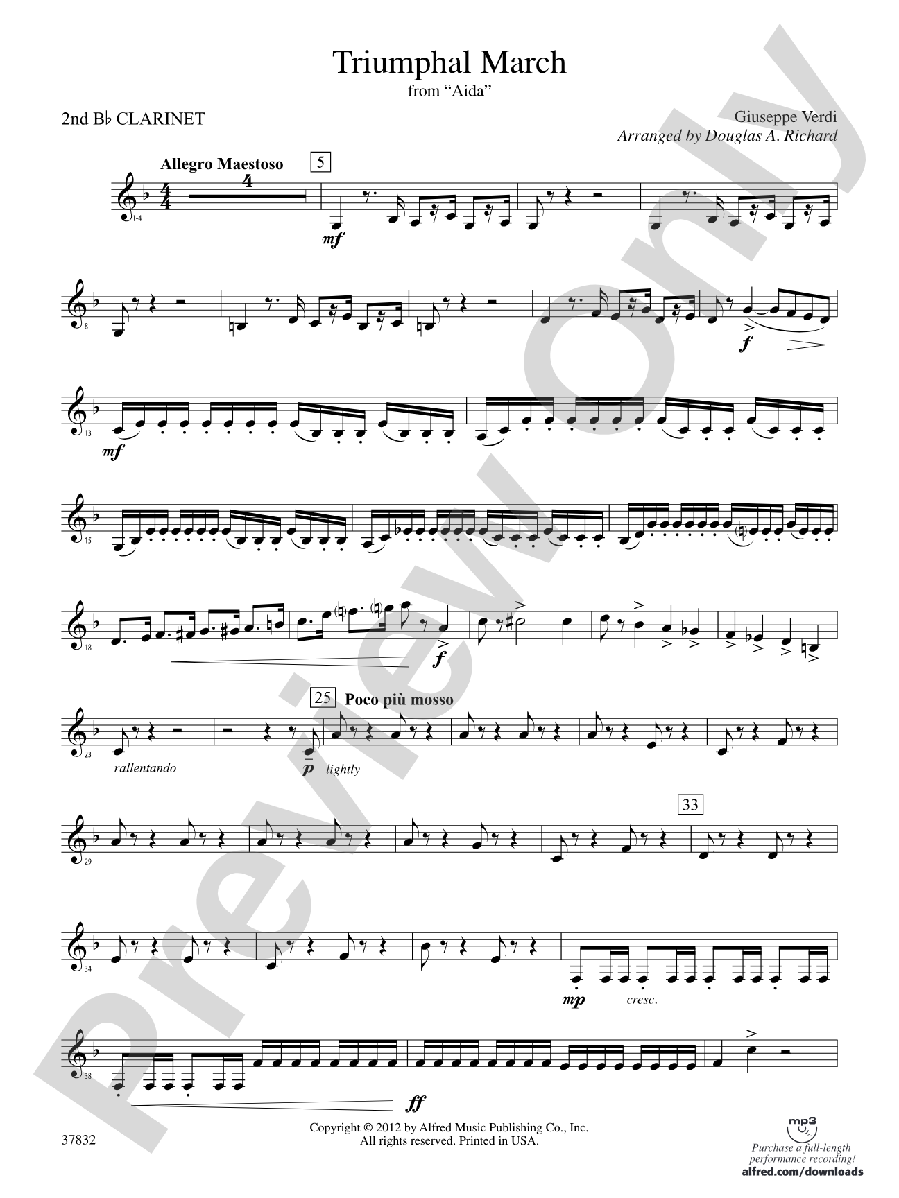 Triumphal March (from Aida): 2nd B-flat Clarinet