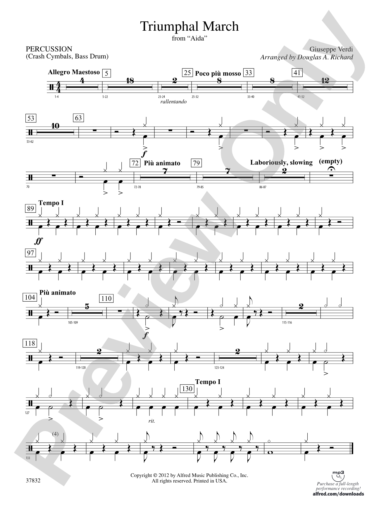 Triumphal March (from Aida): 1st Percussion