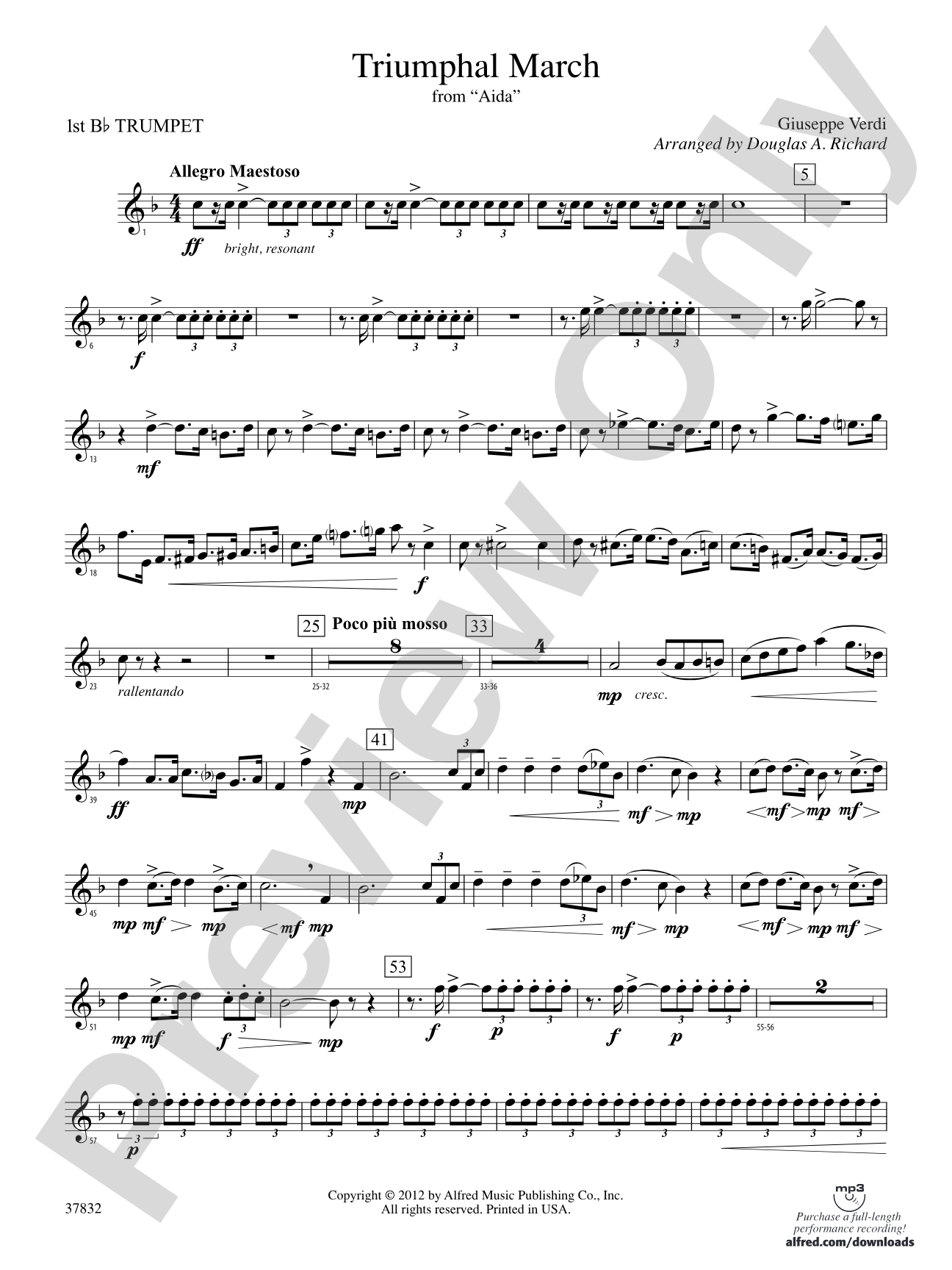 Triumphal March (from Aida): 1st B-flat Trumpet