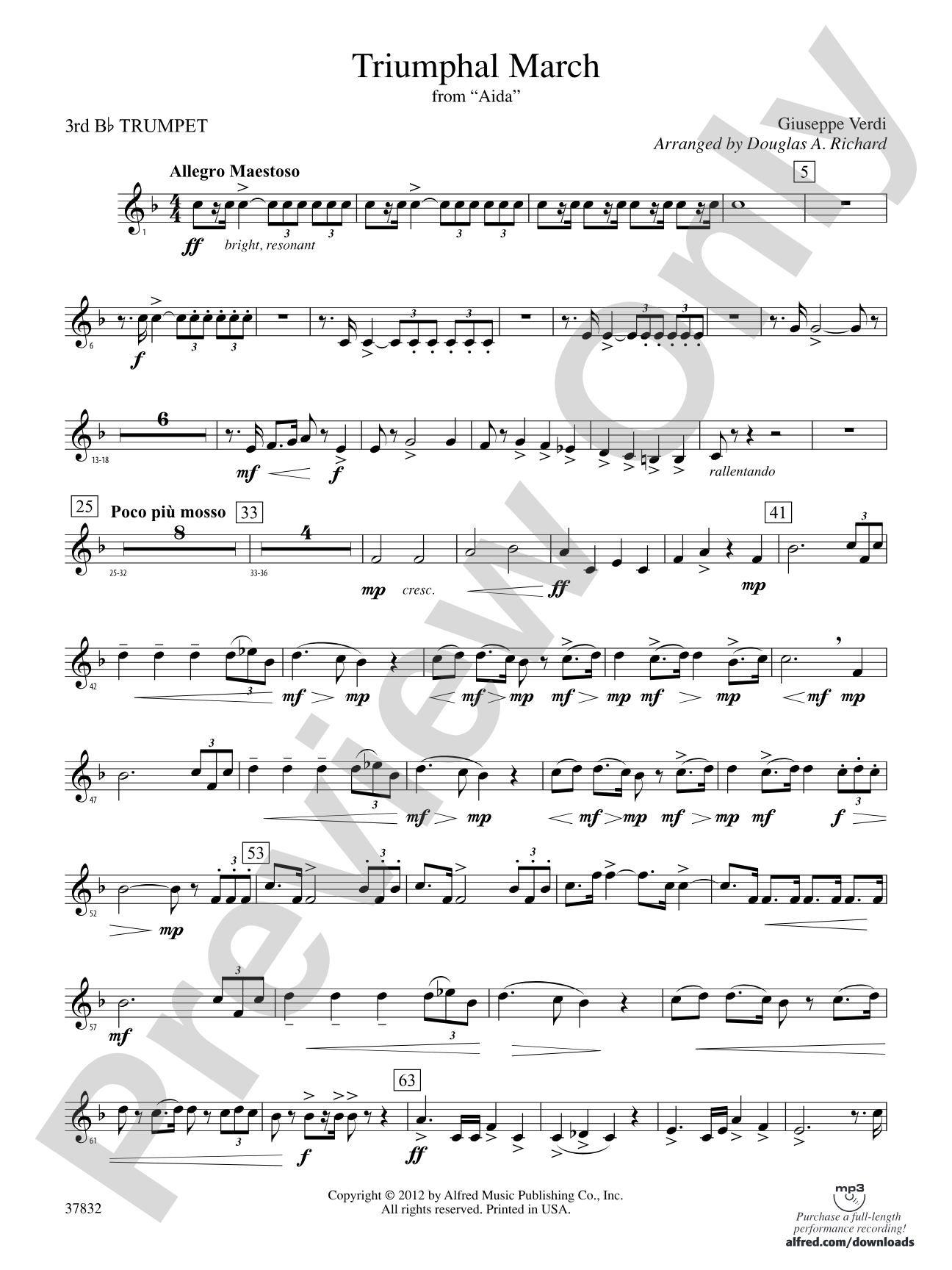 Triumphal March (from Aida): 3rd B-flat Trumpet