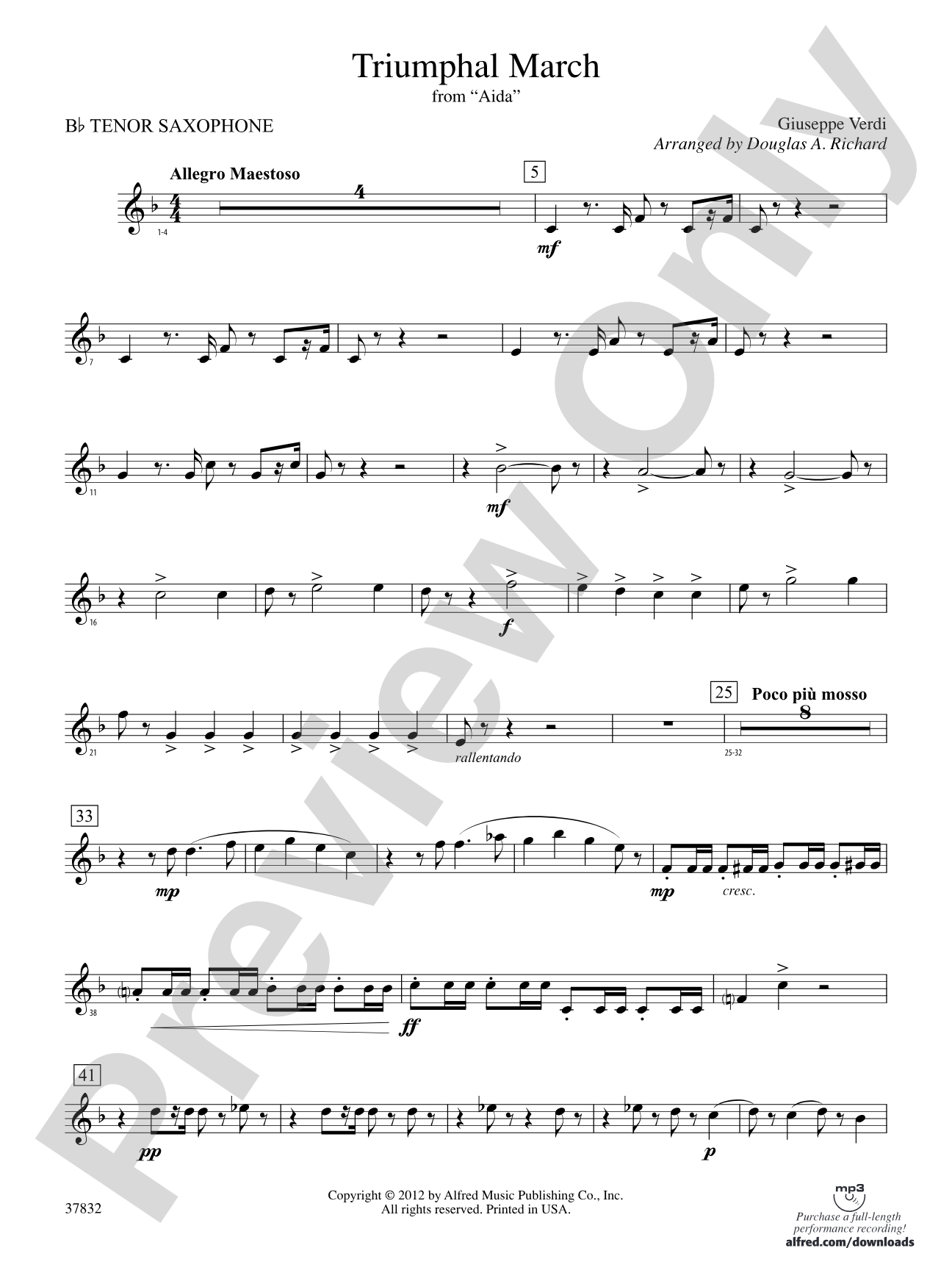 Triumphal March (from Aida): B-flat Tenor Saxophone