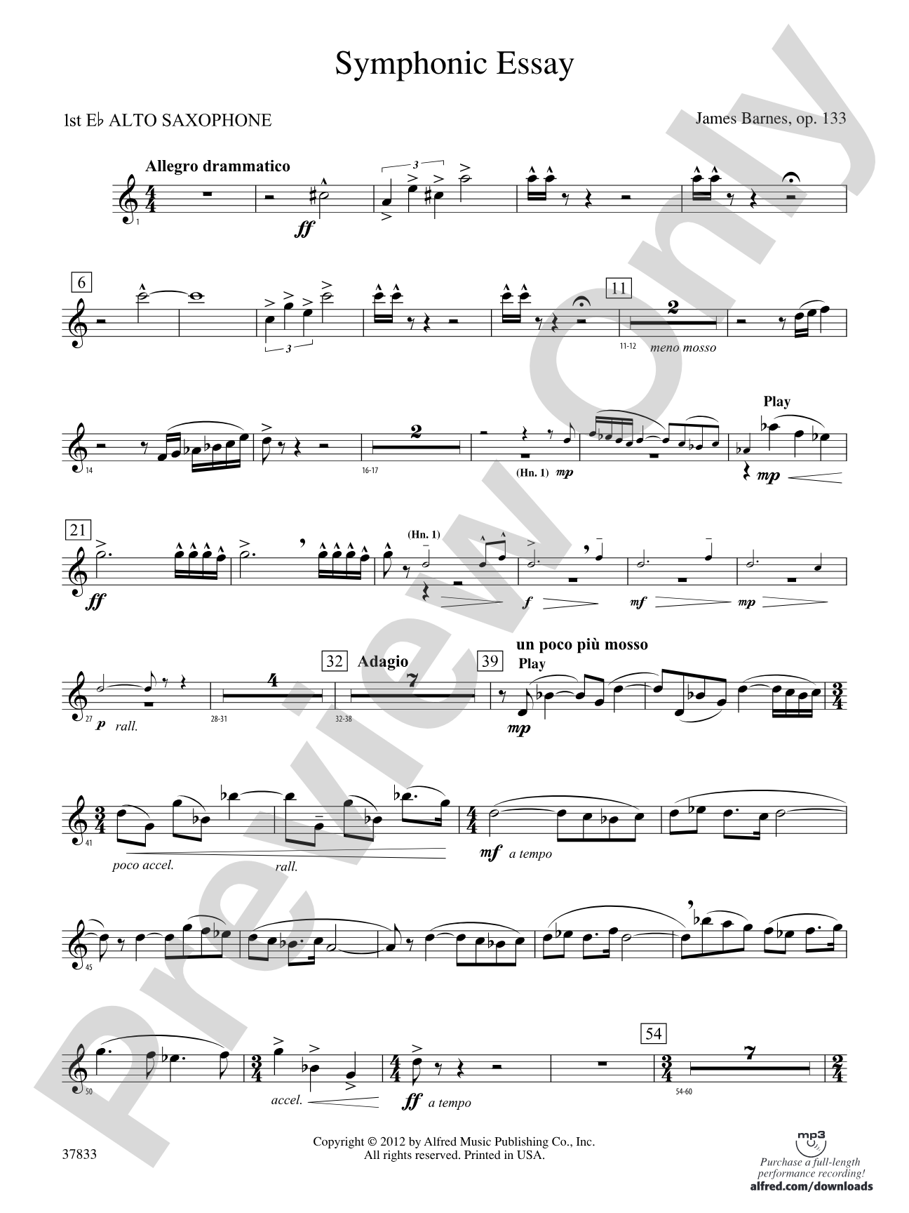 Symphonic Essay: E-flat Alto Saxophone