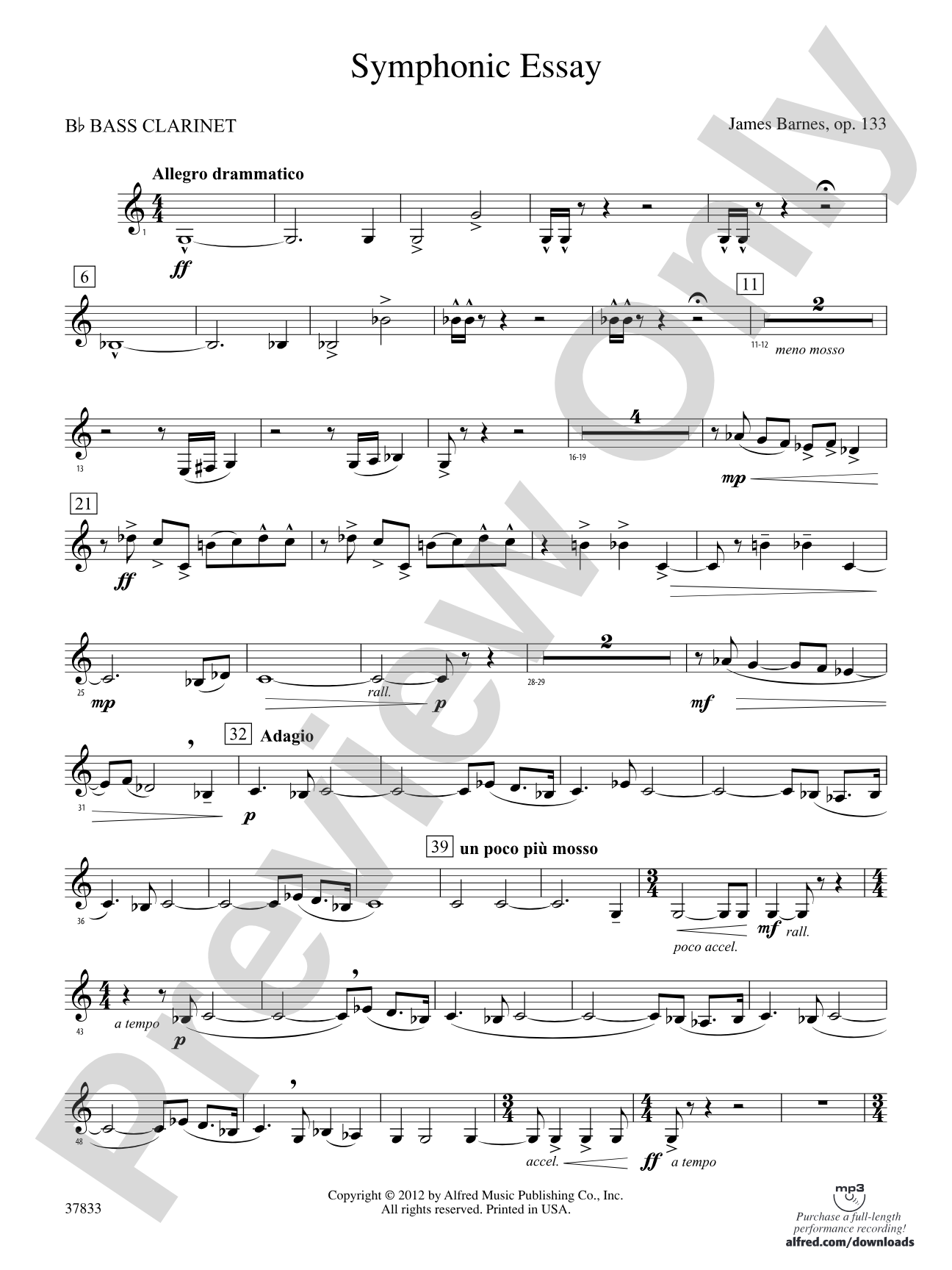 Symphonic Essay: B-flat Bass Clarinet